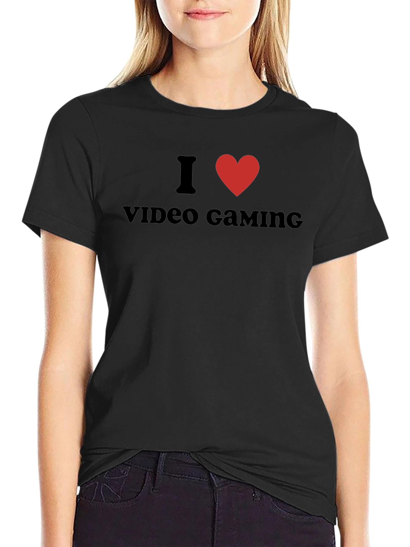 I Love Video Gaming Black Graphic Tee Shirt