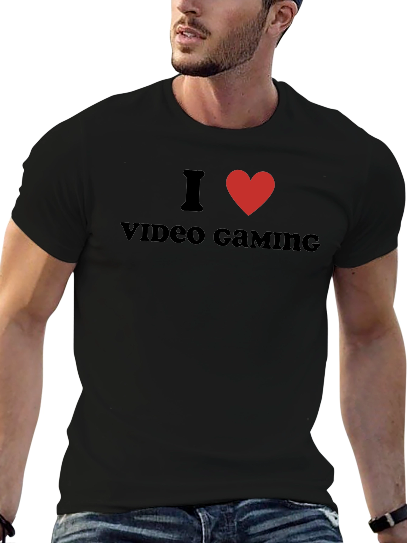 I Love Video Gaming Black Graphic Tee Shirt