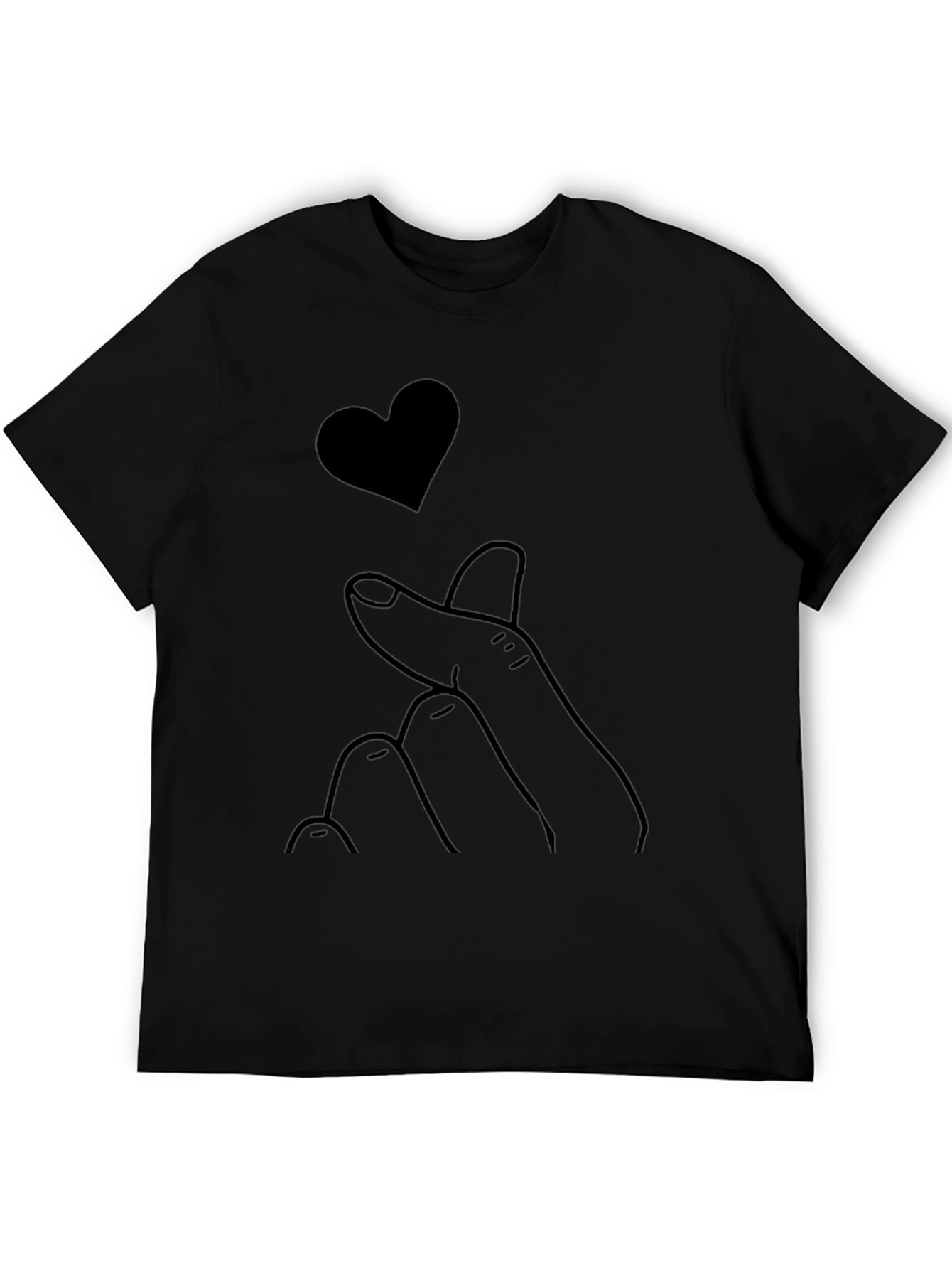 Heart Finger Black T-Shirt