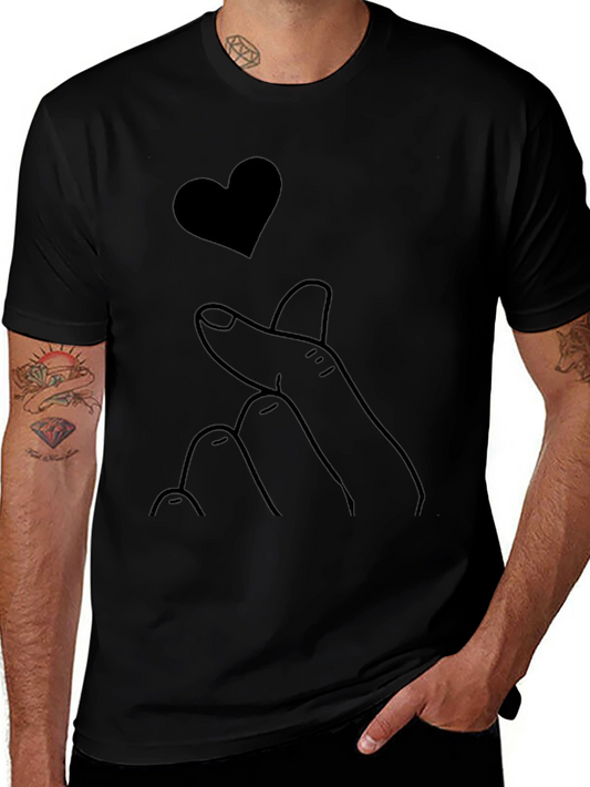 Heart Finger Black T-Shirt