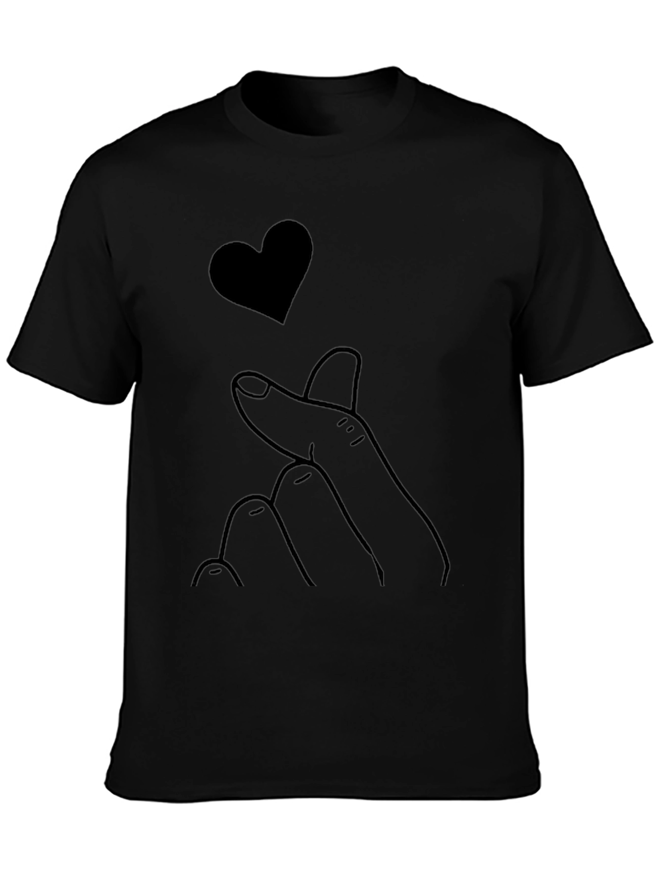 Heart Finger Black T-Shirt