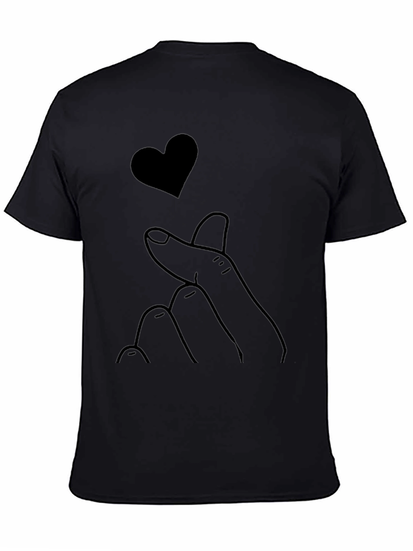 Heart Finger Black T-Shirt