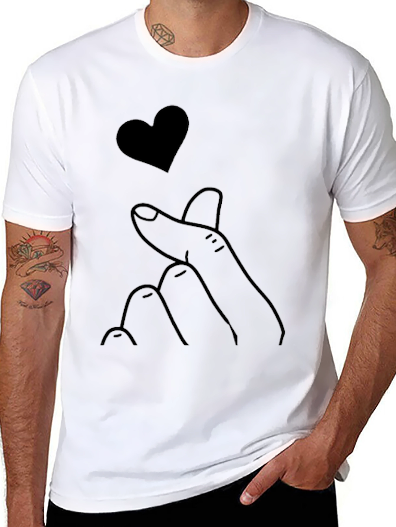 Heart Finger Black T-Shirt