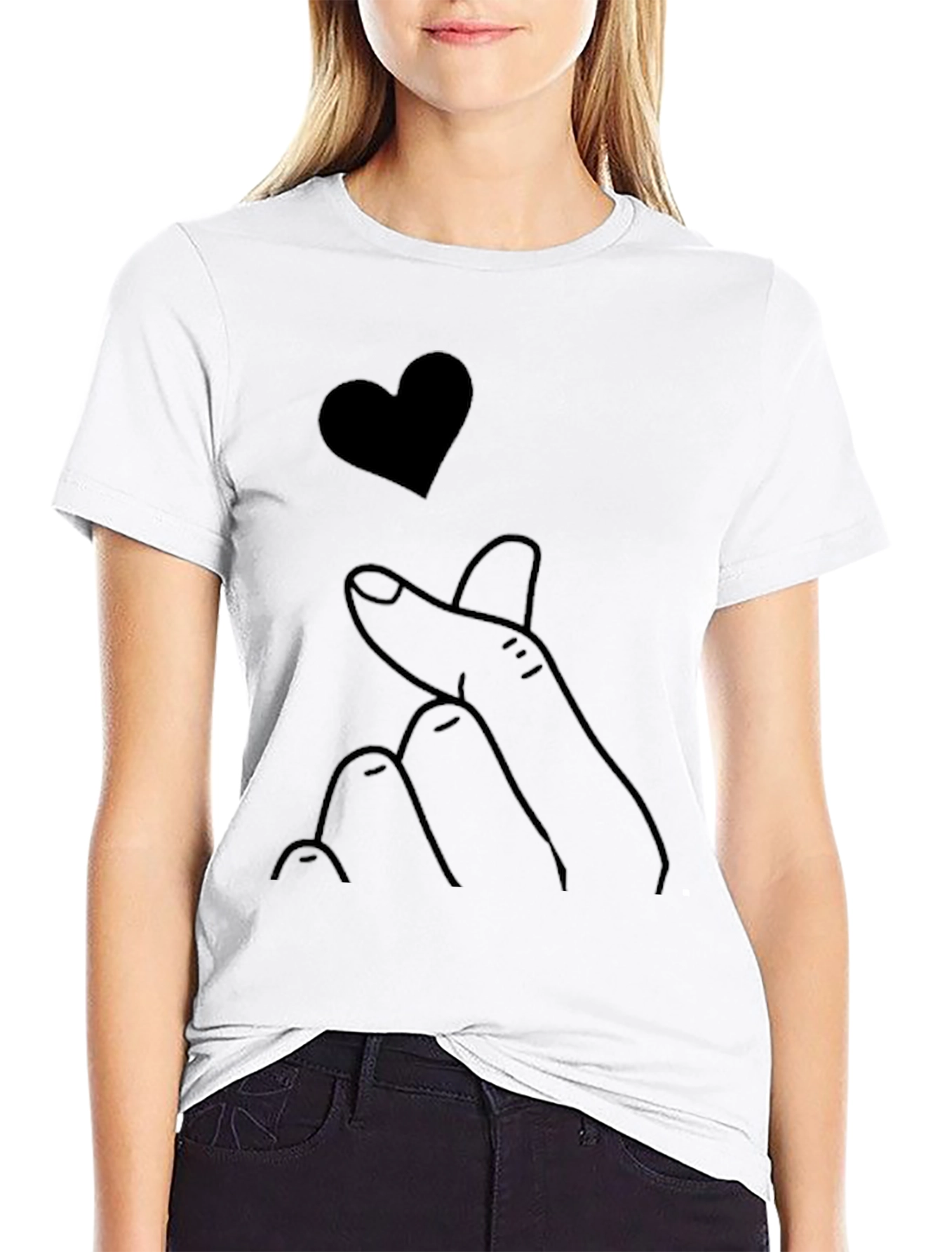 Heart Finger Black T-Shirt