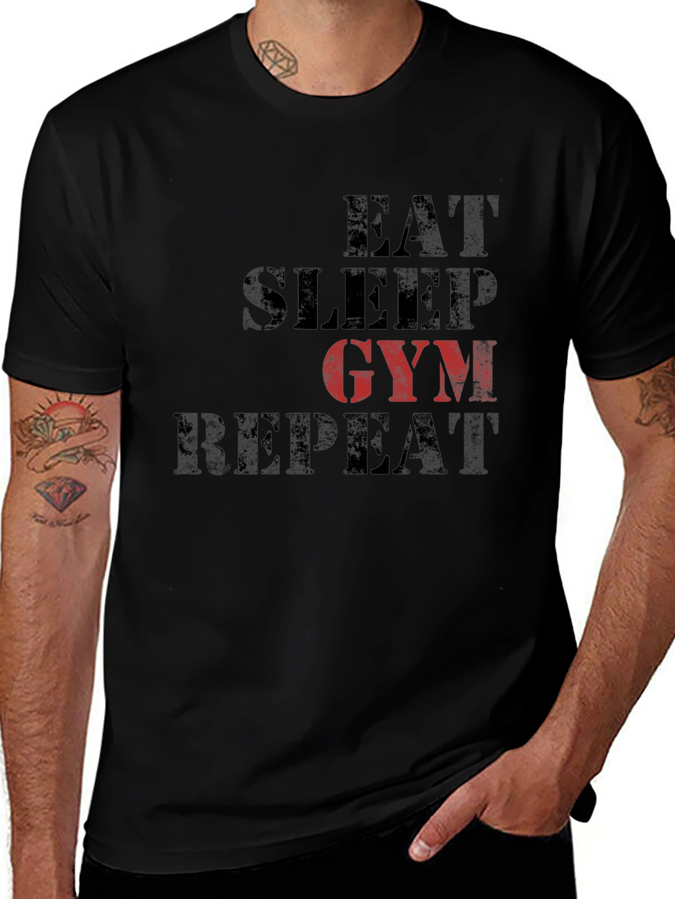 Eat Sleep Gym Repeat Graphic Tee