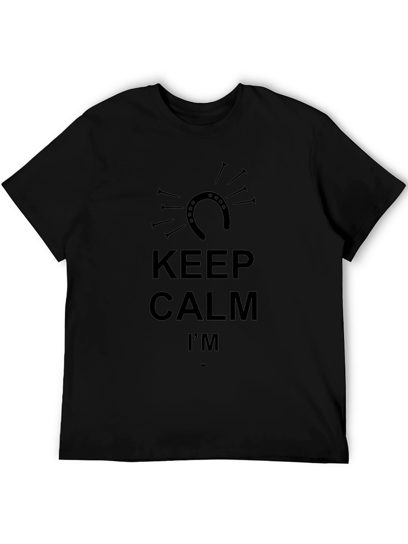 Keep Calm Horseshoe Black T-Shirt