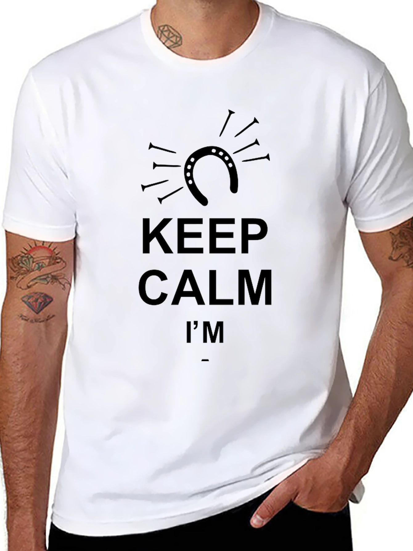 Keep Calm Horseshoe Black T-Shirt