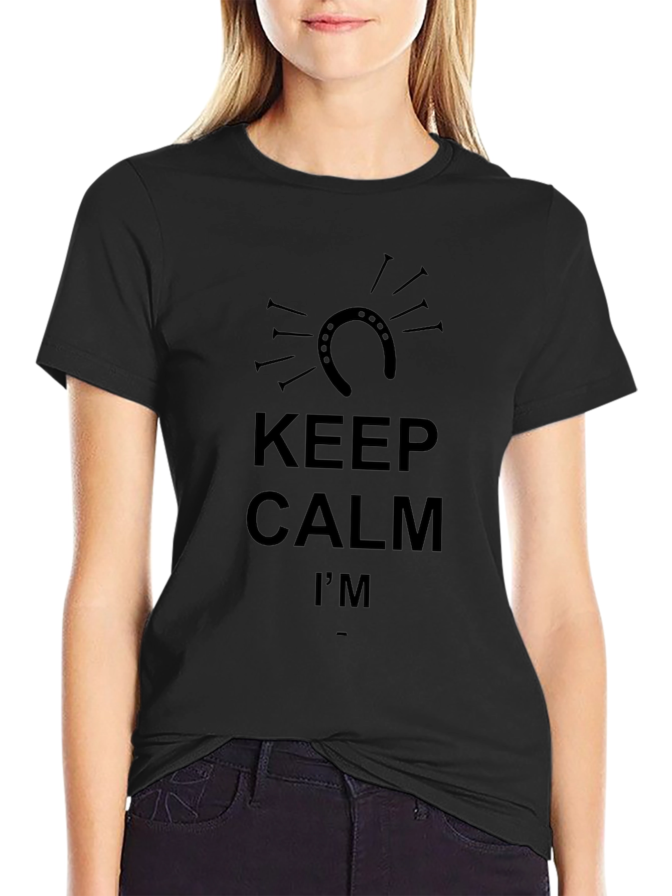 Keep Calm Horseshoe Black T-Shirt