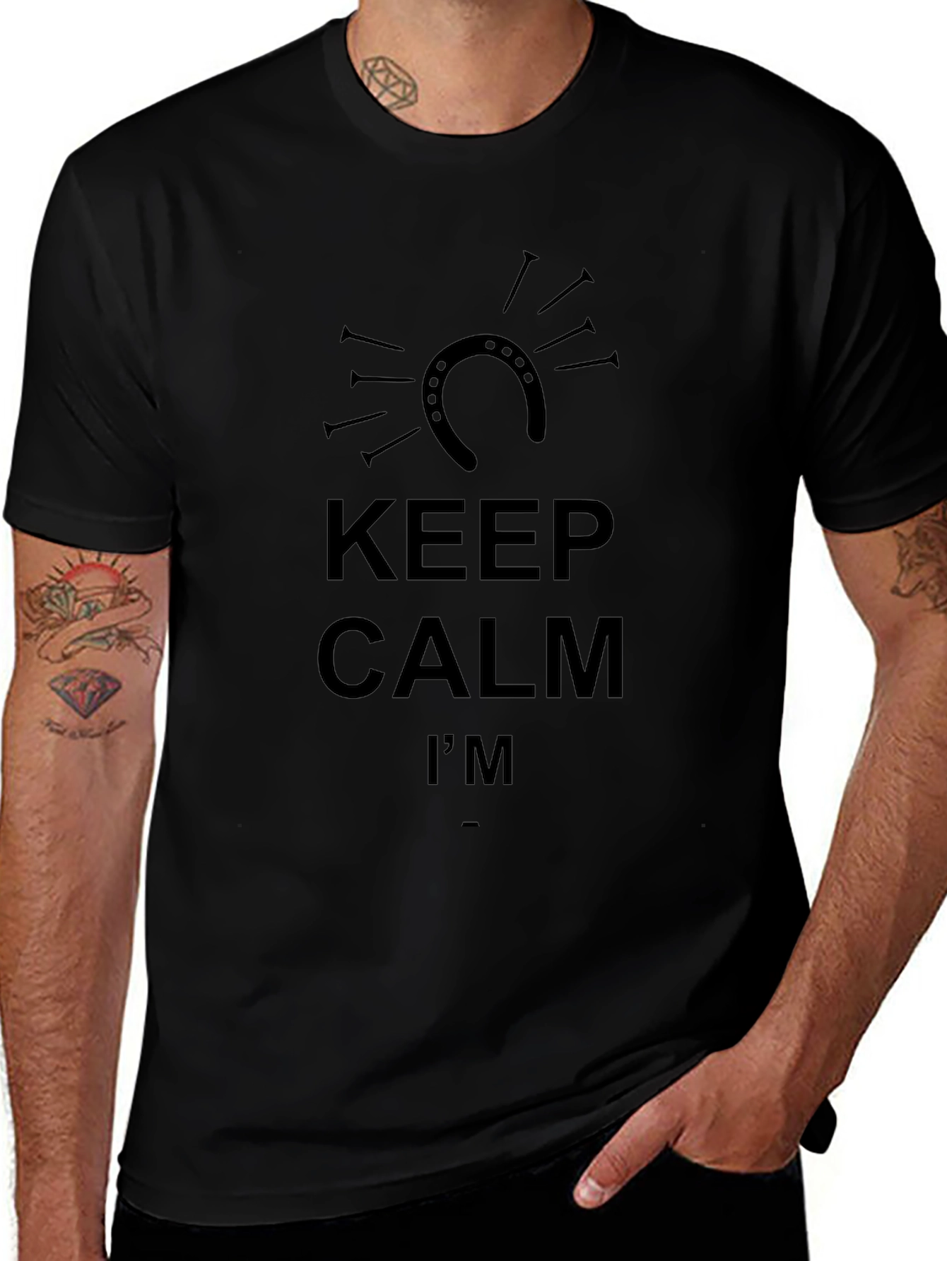 Keep Calm Horseshoe Black T-Shirt