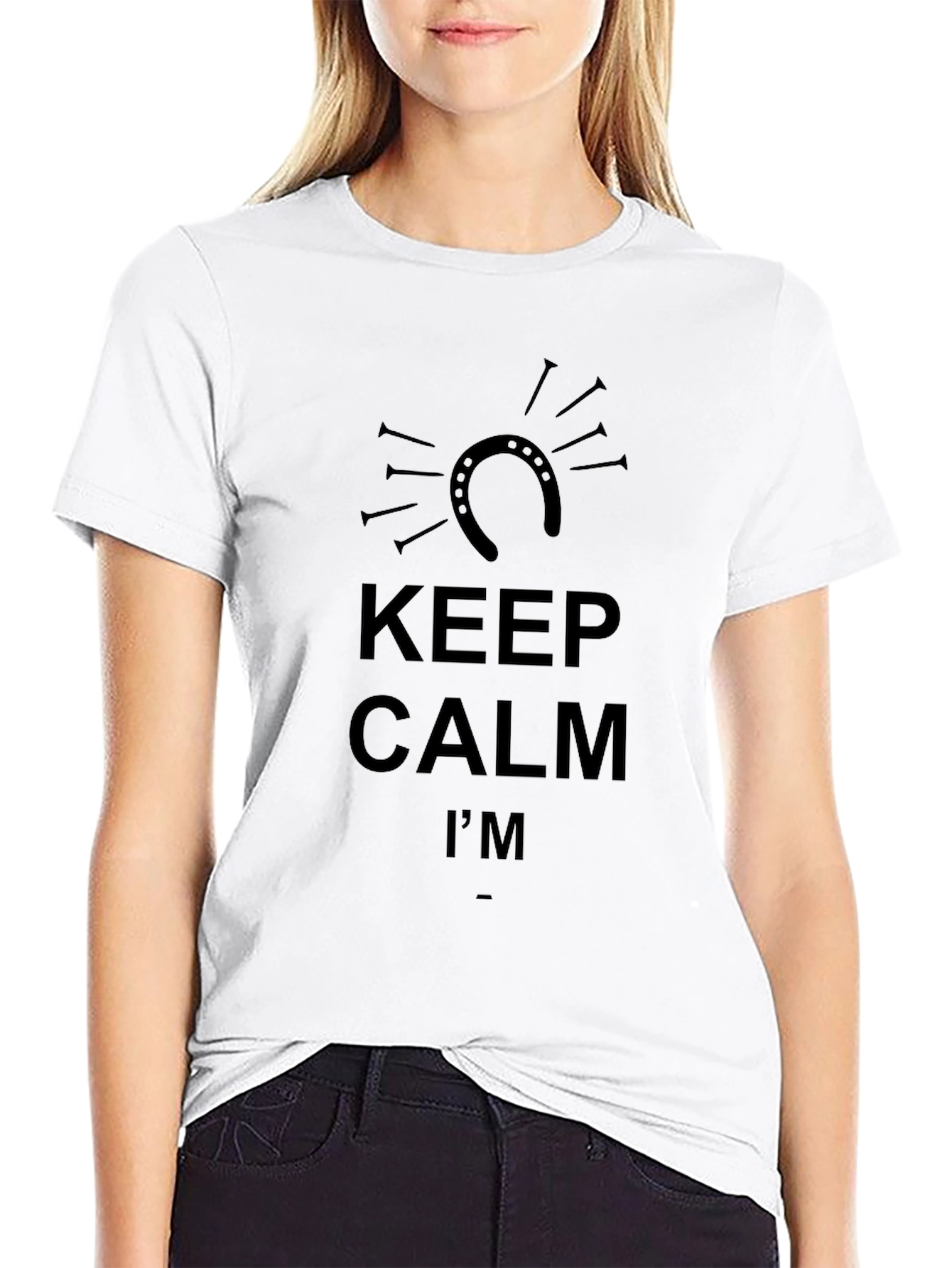 Keep Calm Horseshoe Black T-Shirt