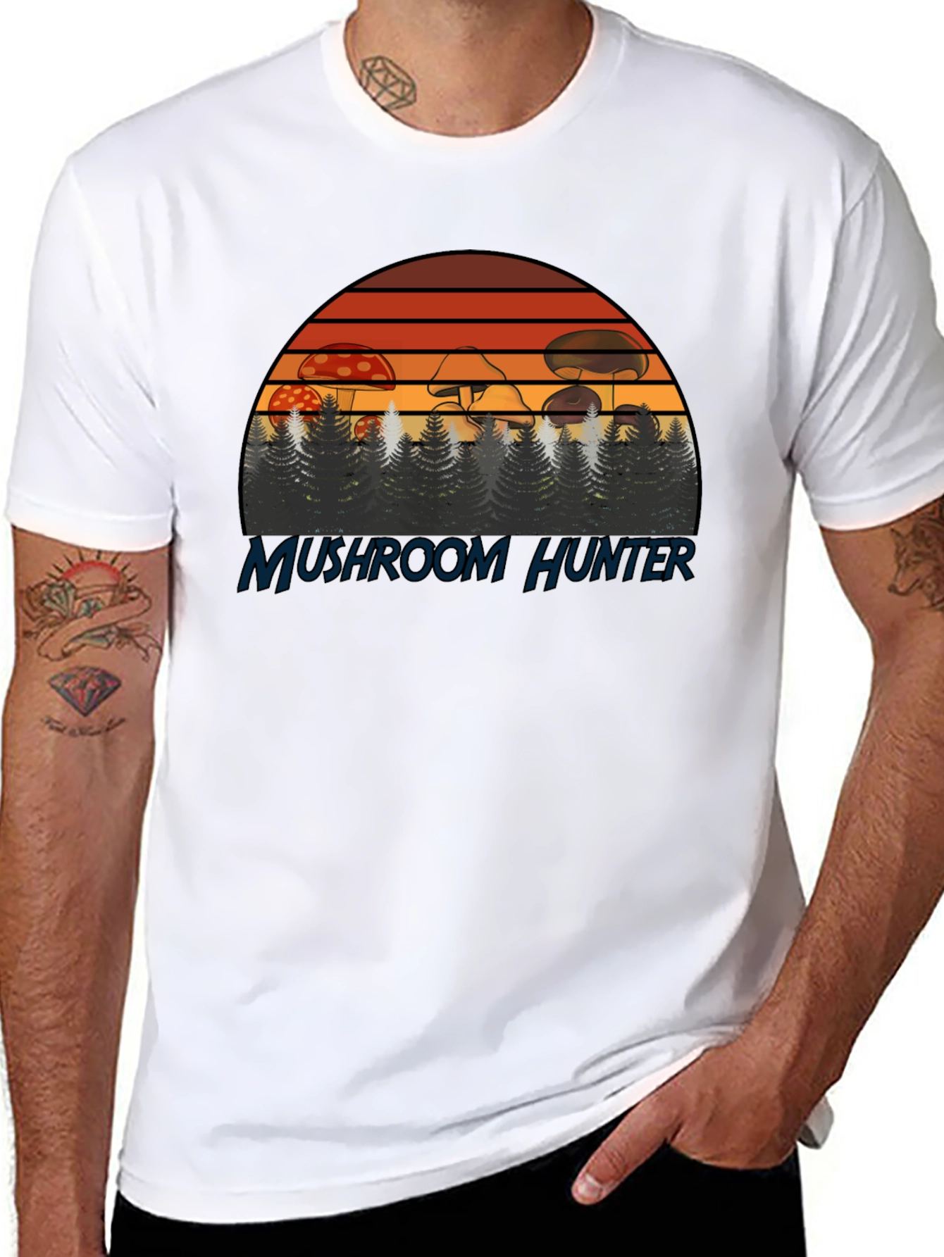 Mushroom Hunter T-Shirt - Retro Forest Design