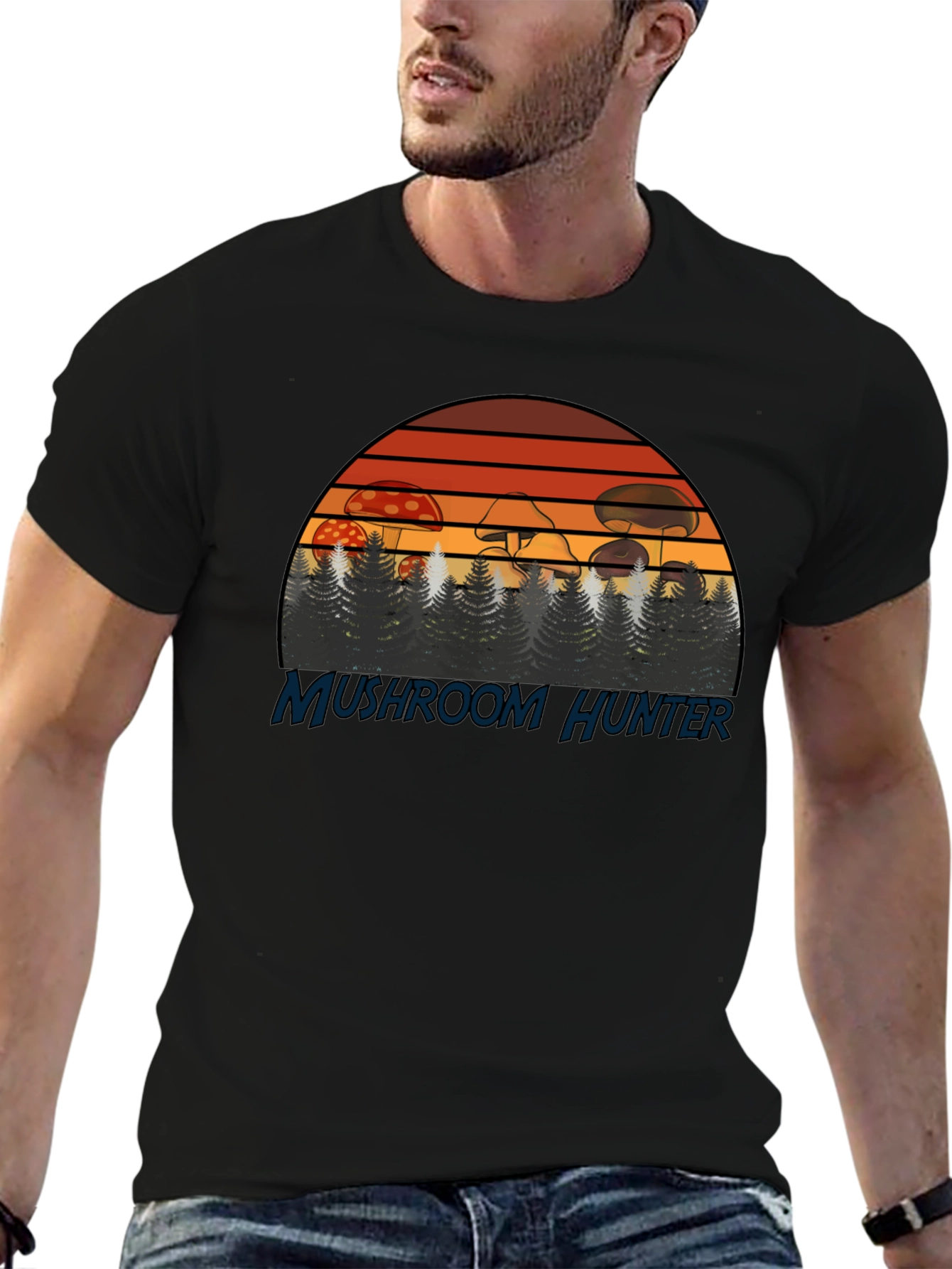 Mushroom Hunter T-Shirt - Retro Forest Design