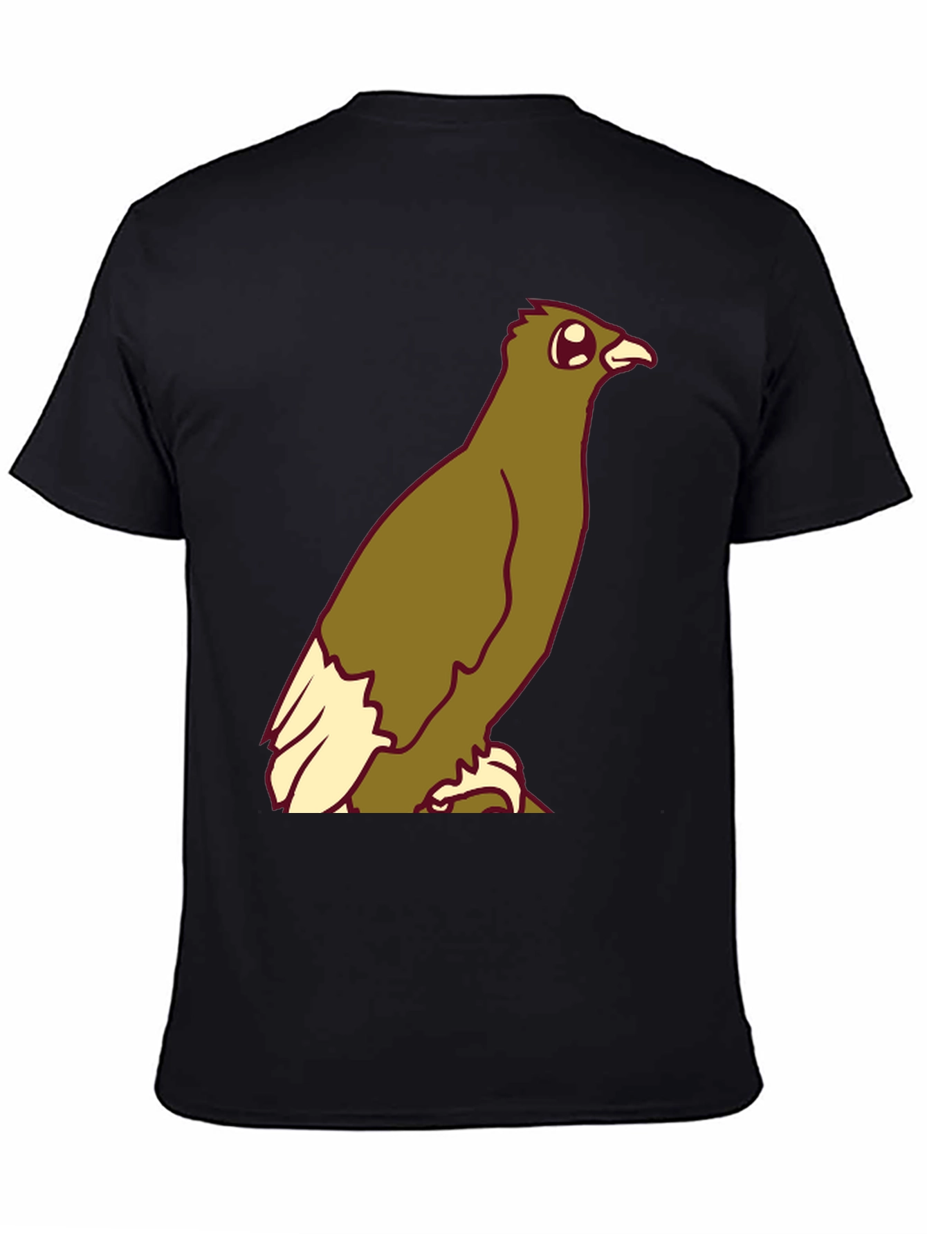 Cartoon Bird Graphic Tee - Black Cotton Blend T-Shirt