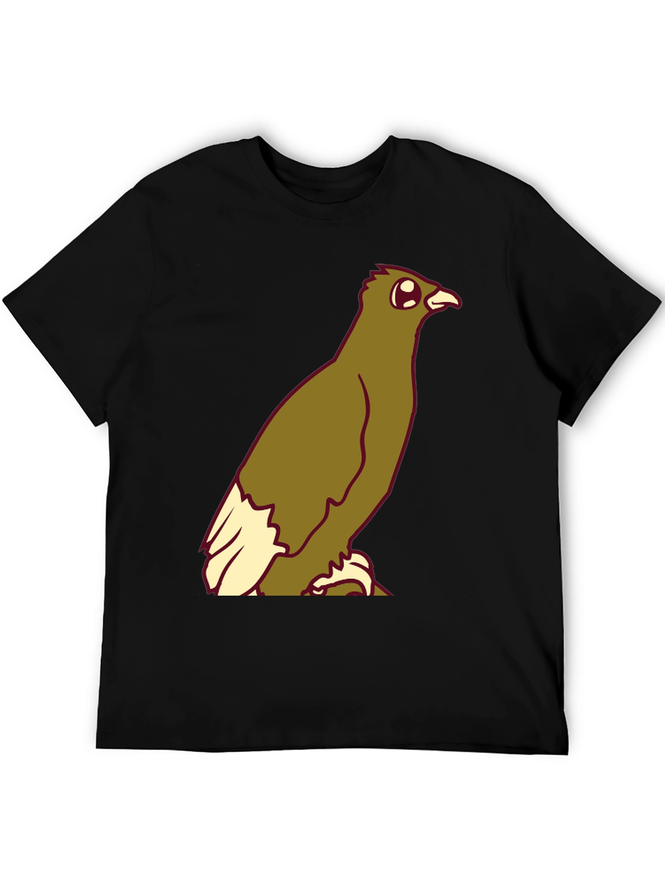 Cartoon Bird Graphic Tee - Black Cotton Blend T-Shirt
