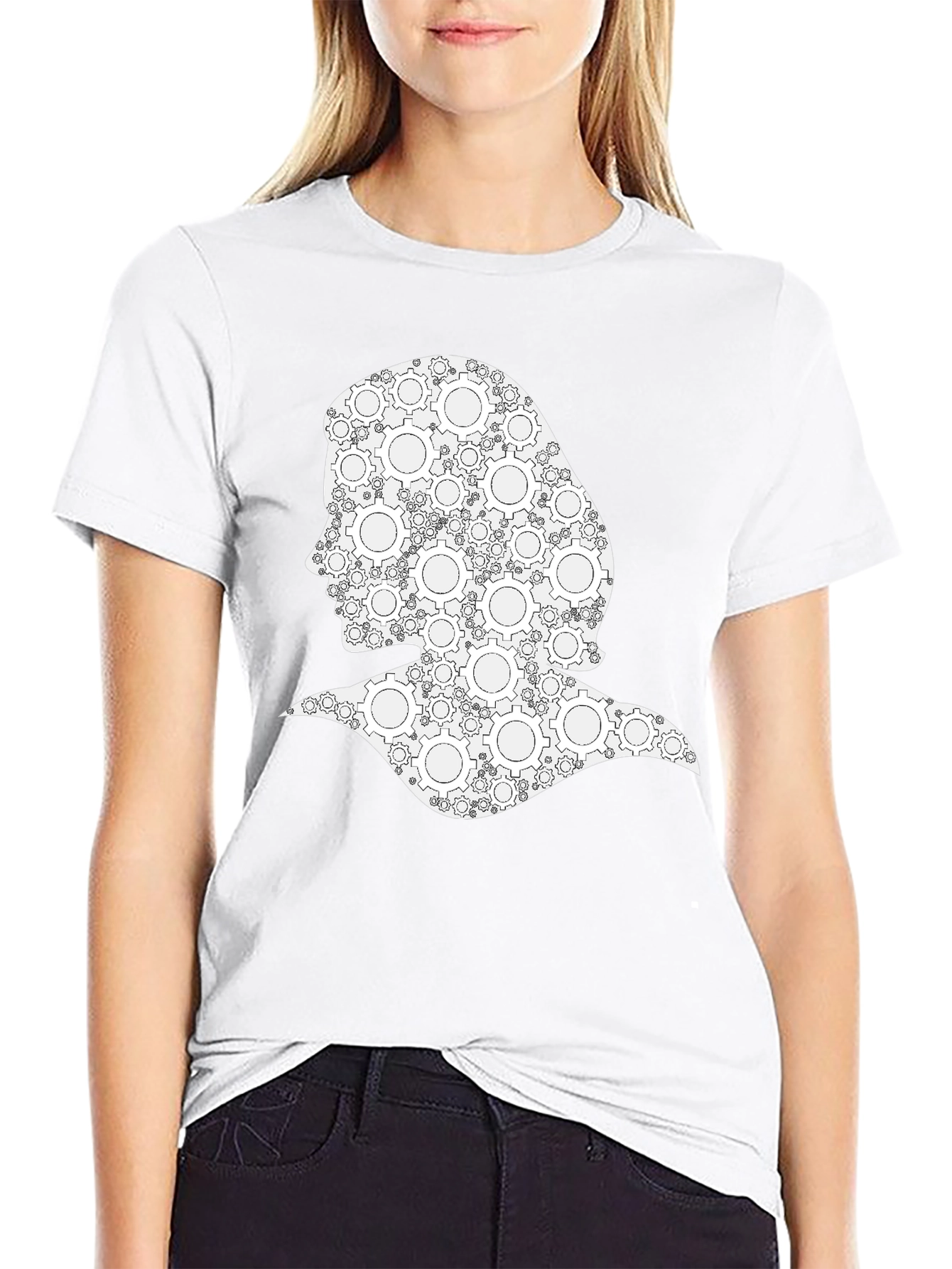 Gear Woman Graphic Tee - Black Cotton T-Shirt