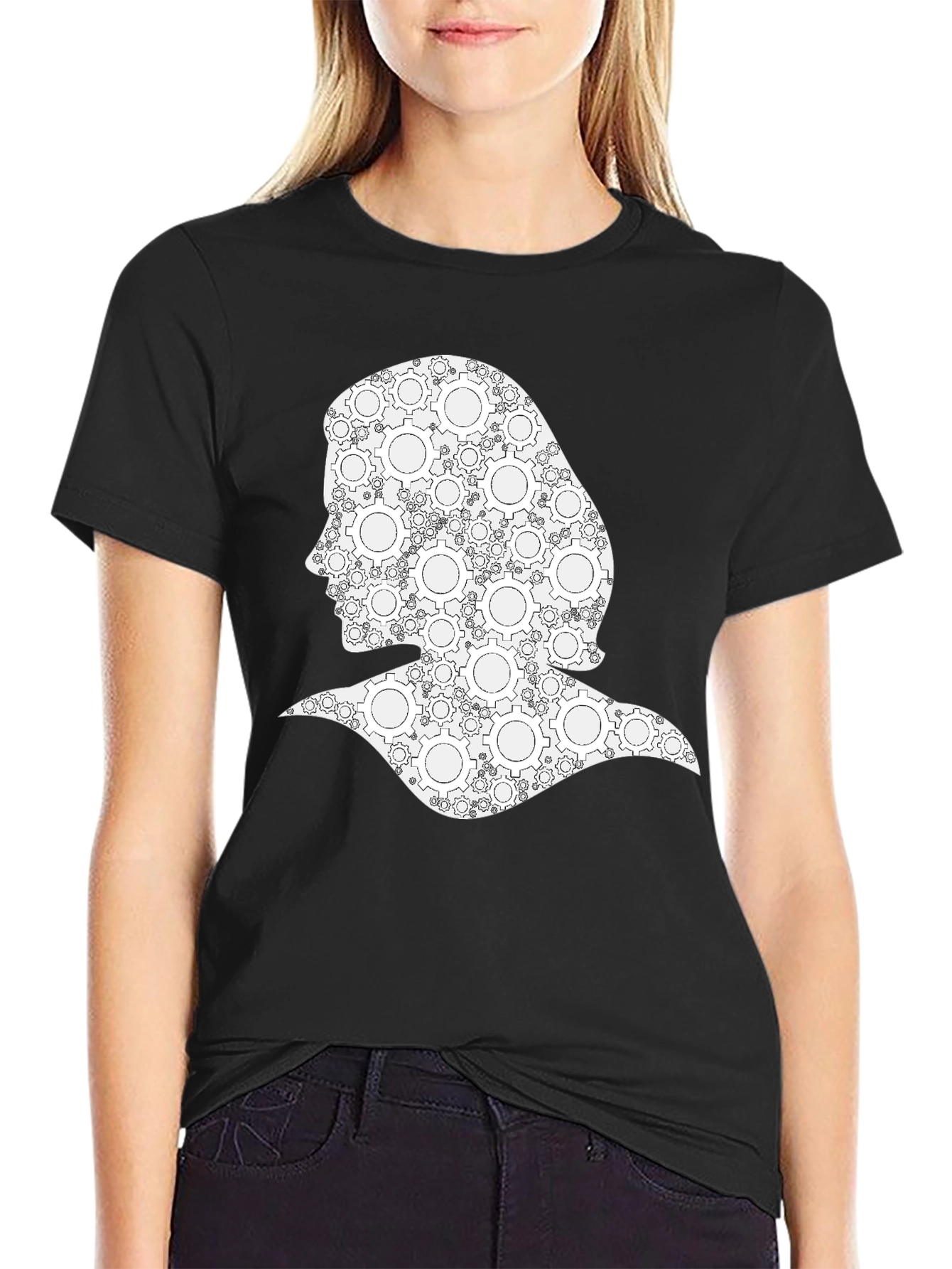 Gear Woman Graphic Tee - Black Cotton T-Shirt