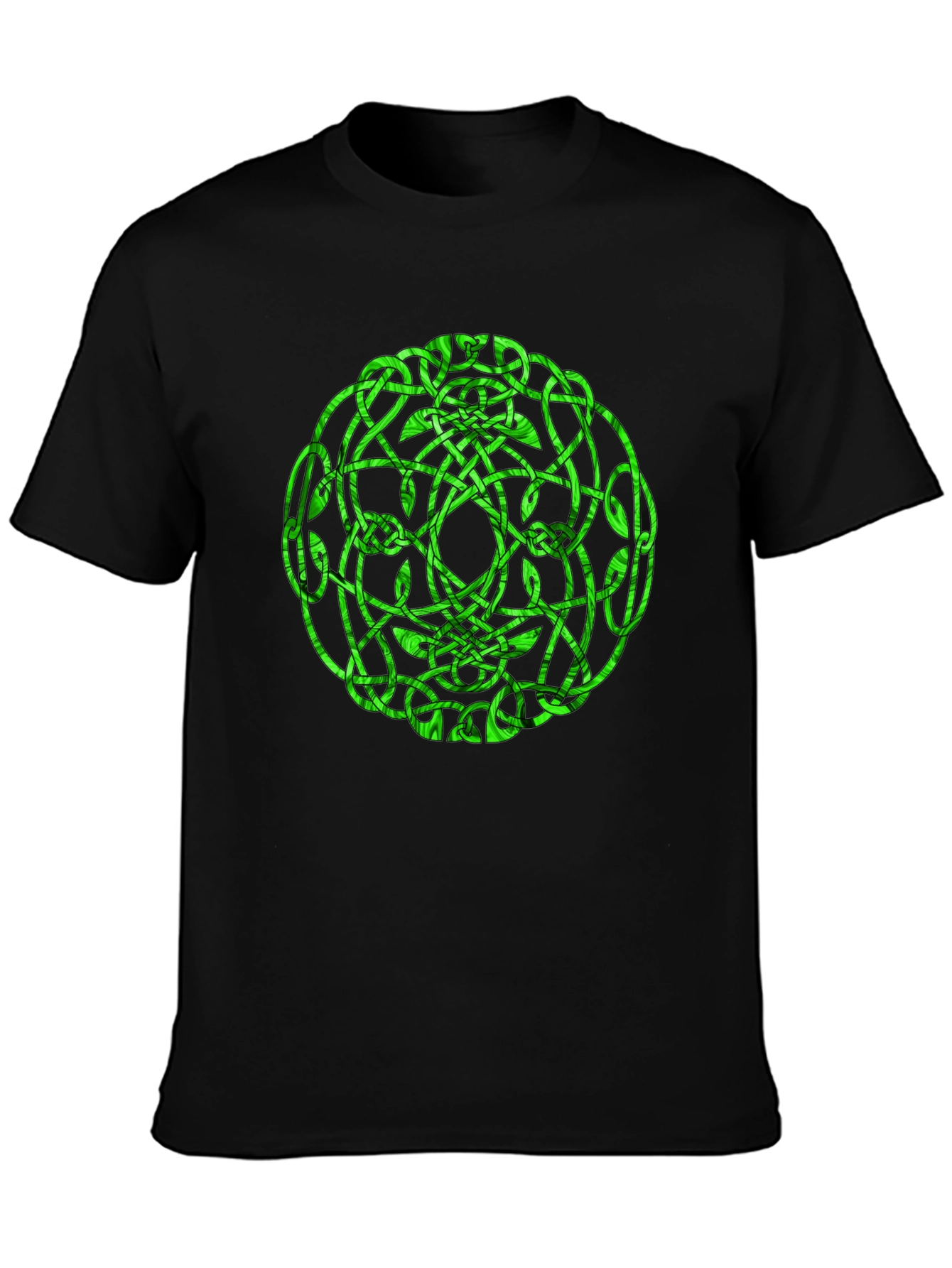 Celtic Knot Green Graphic Black T-Shirt