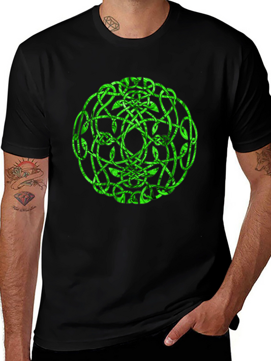 Celtic Knot Green Graphic Black T-Shirt