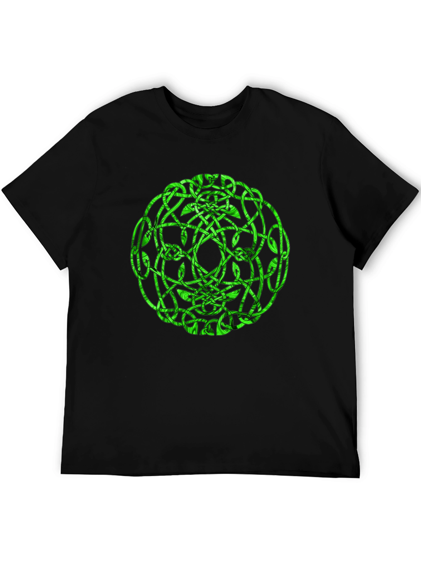 Celtic Knot Green Graphic Black T-Shirt