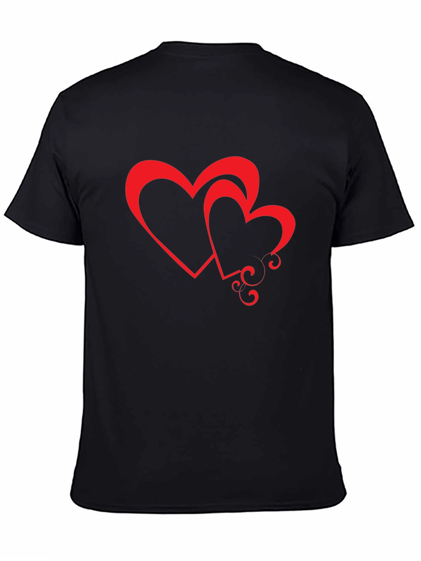 Black Tee with Red Hearts Graphic