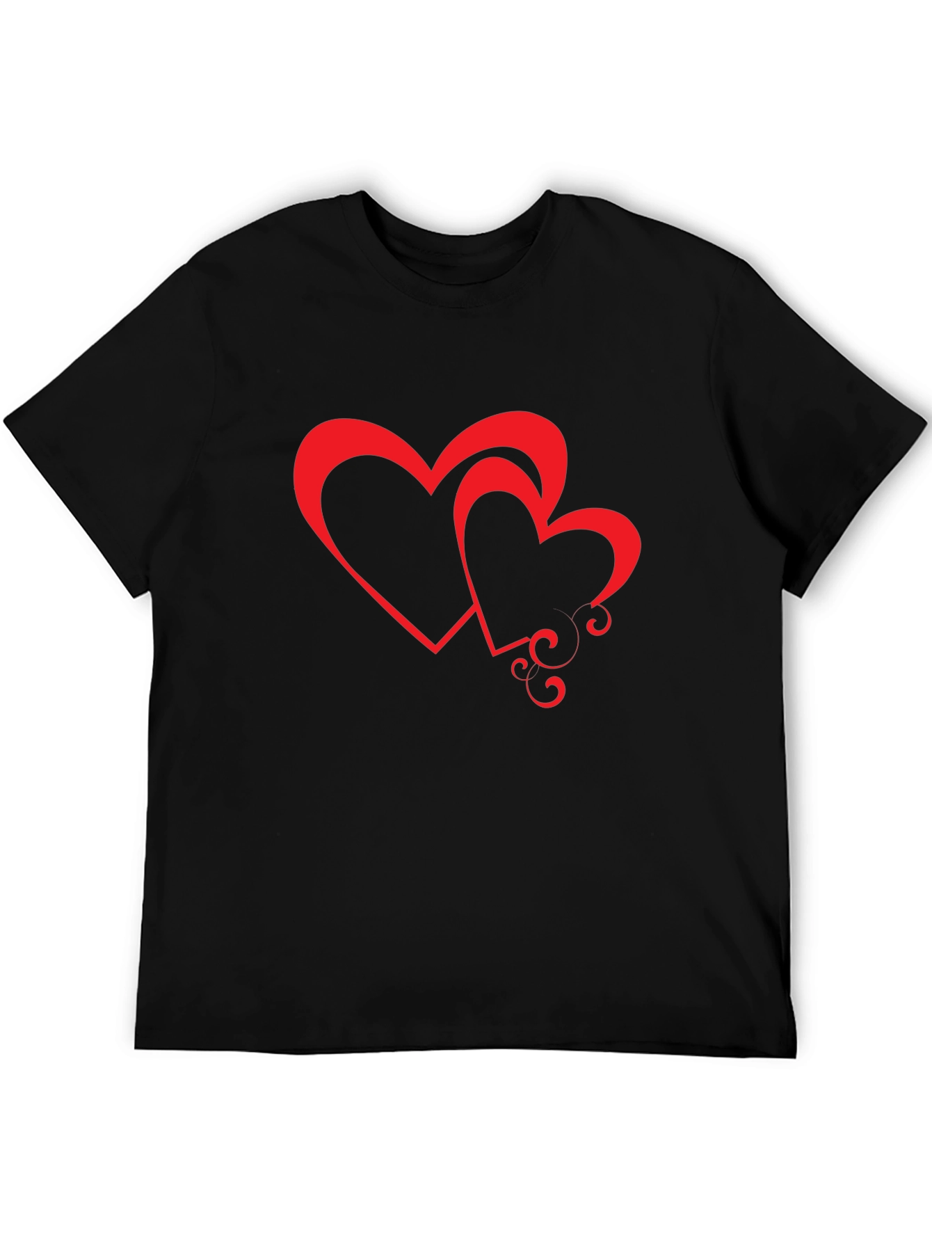 Black Tee with Red Hearts Graphic