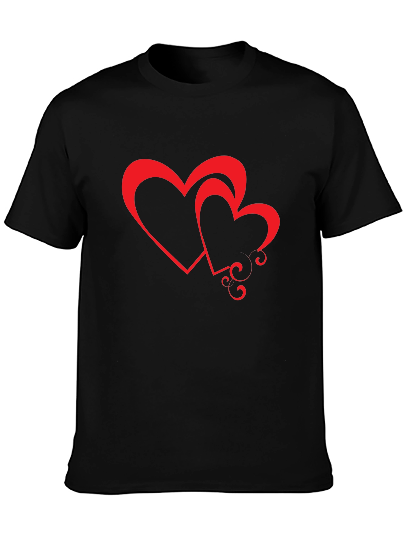 Black Tee with Red Hearts Graphic