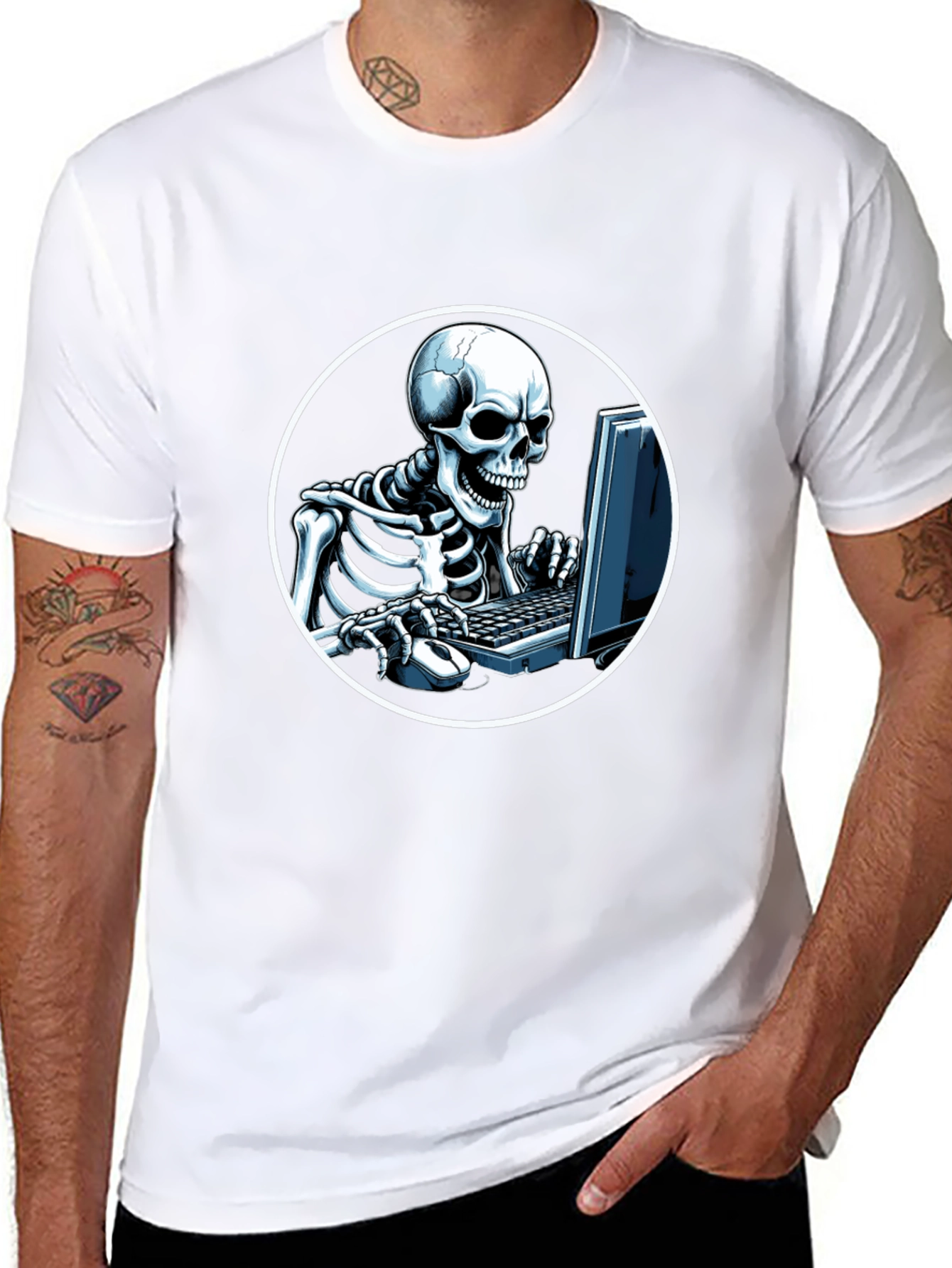 Skeleton Gamer Black T-Shirt - Funny Graphic Tee