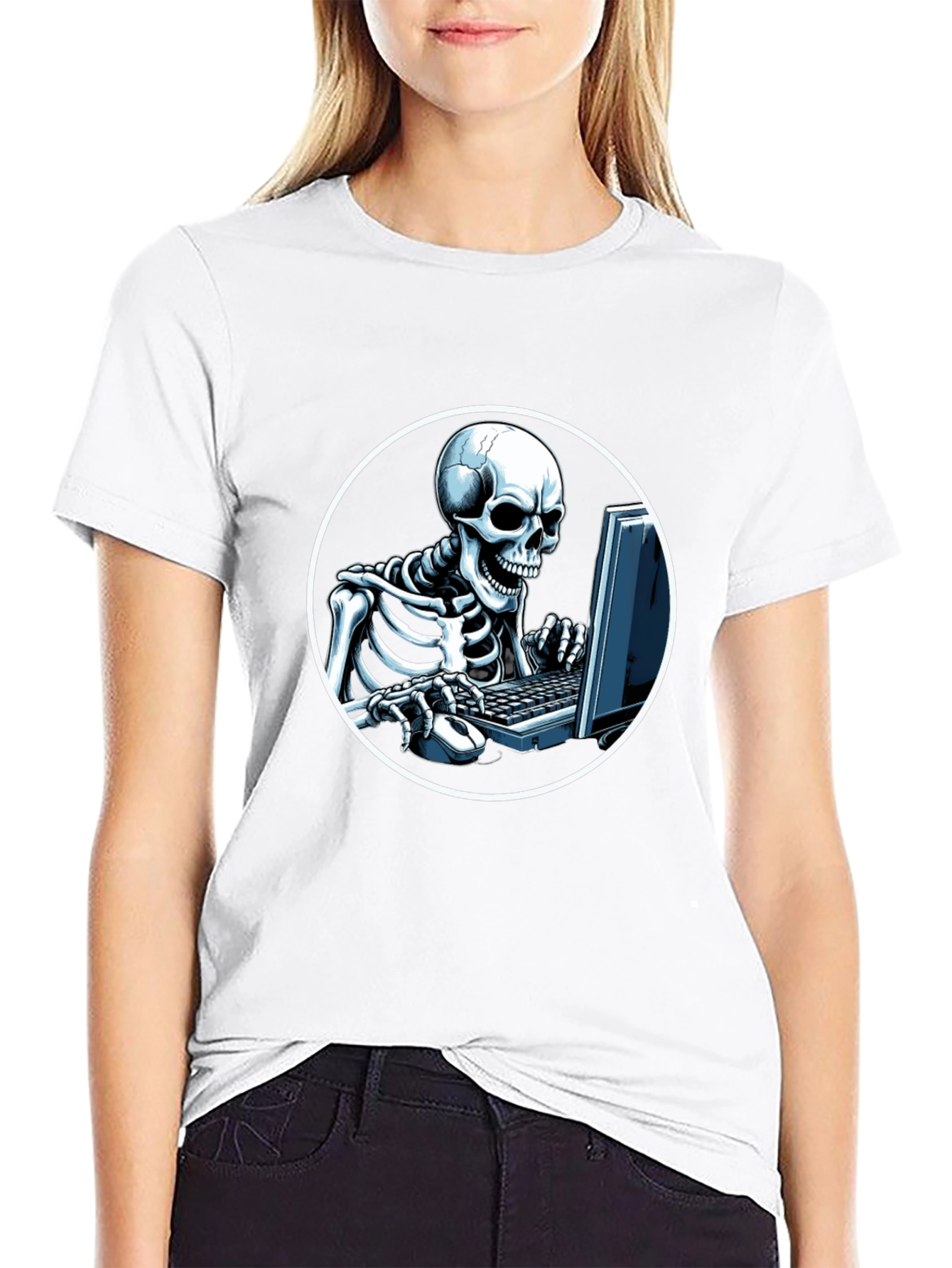 Skeleton Gamer Black T-Shirt - Funny Graphic Tee