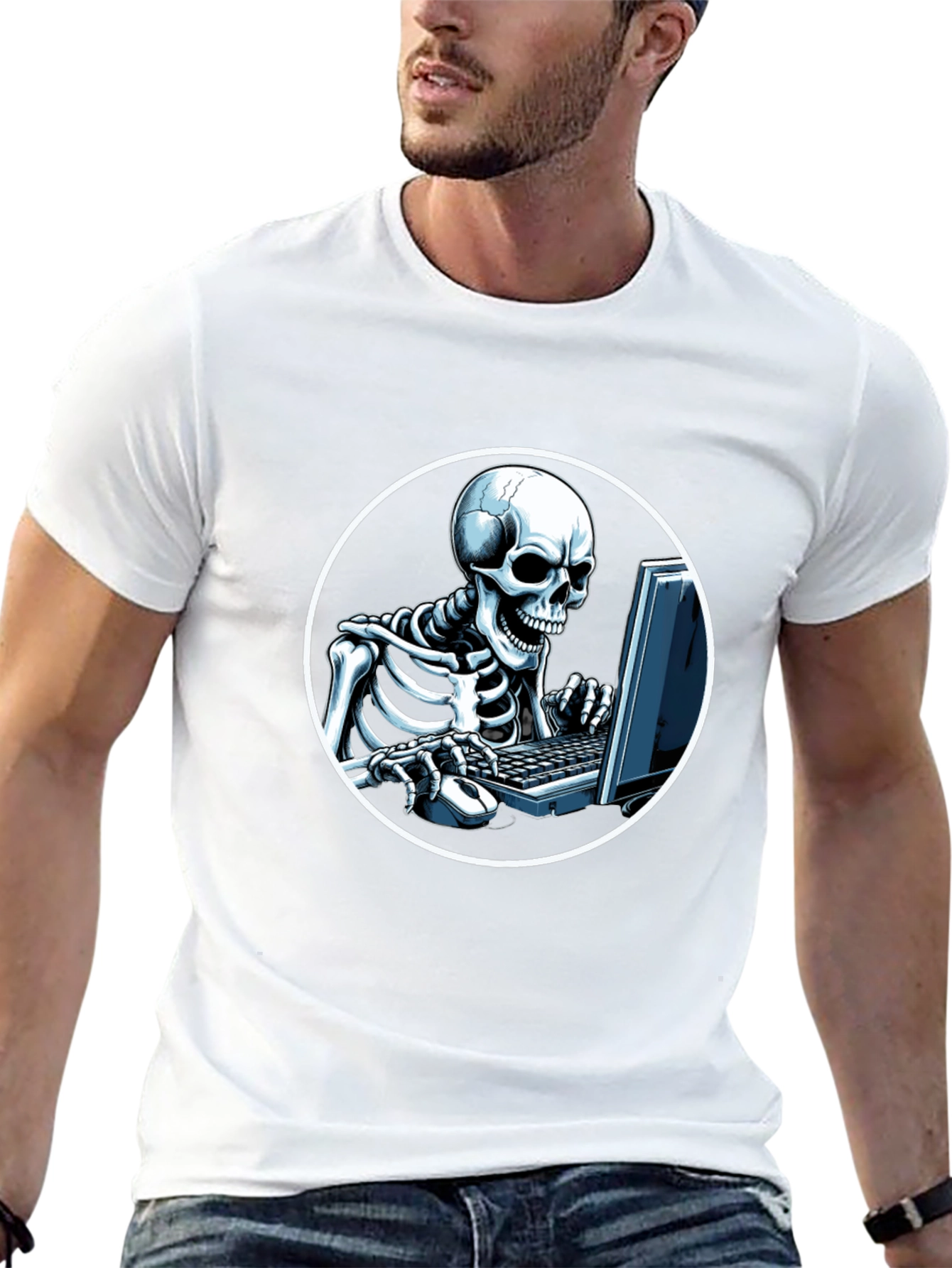 Skeleton Gamer Black T-Shirt - Funny Graphic Tee