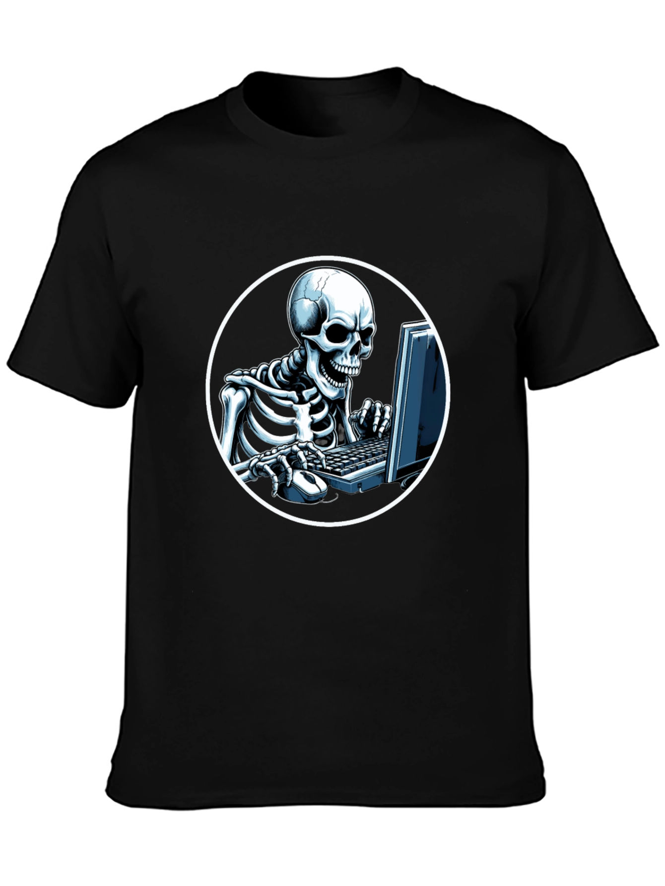 Skeleton Gamer Black T-Shirt - Funny Graphic Tee
