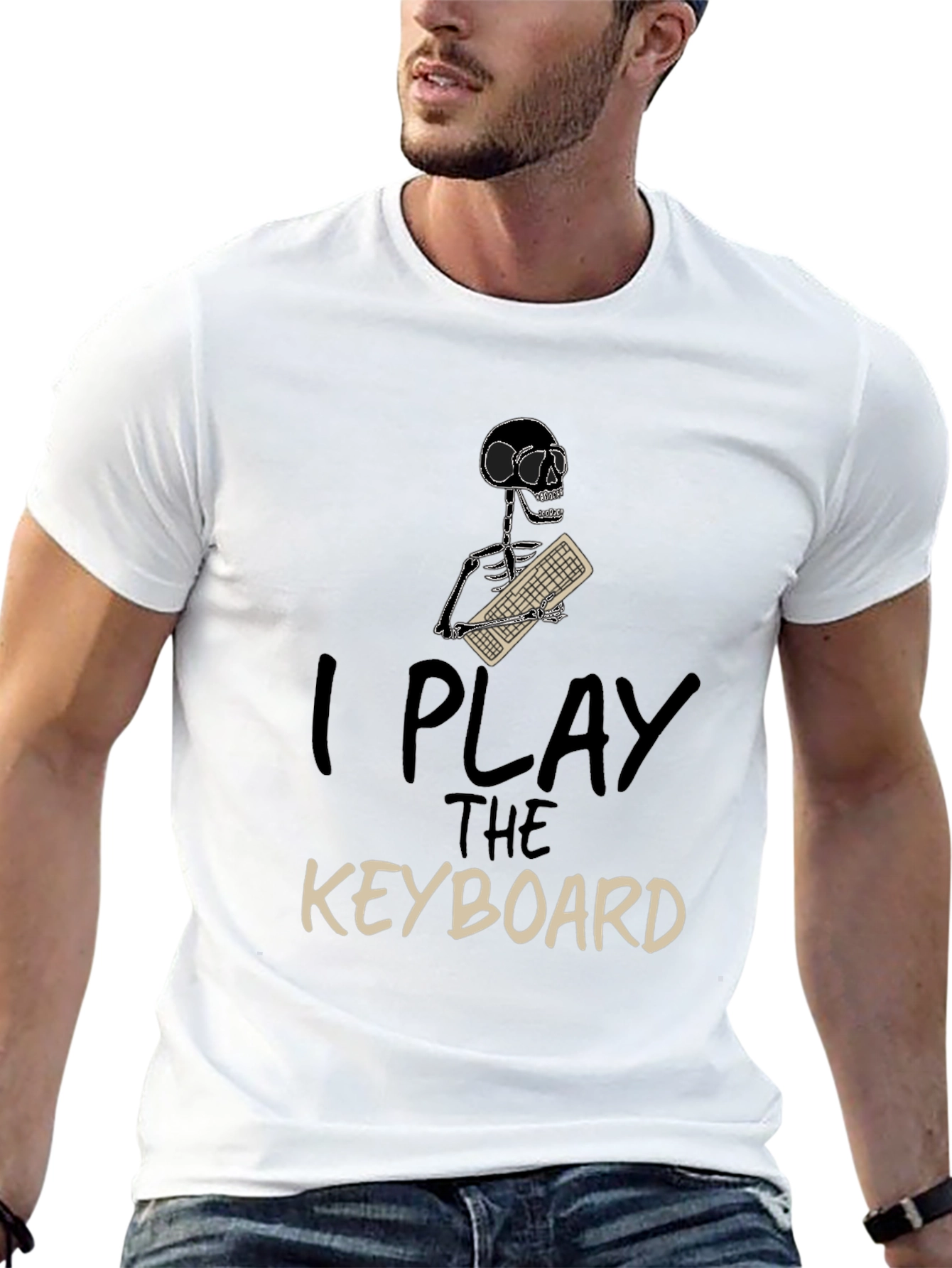 I Play The Keyboard T-Shirt - Skeleton Musician Tee