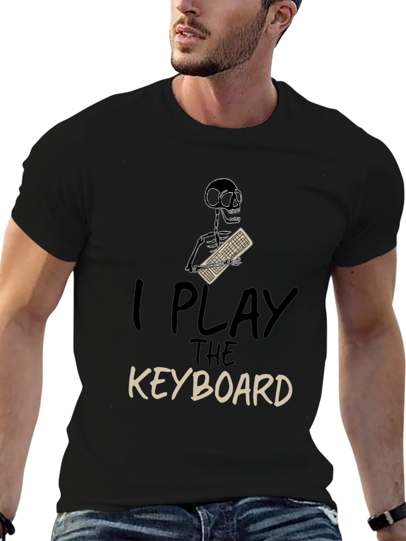 I Play The Keyboard T-Shirt - Skeleton Musician Tee