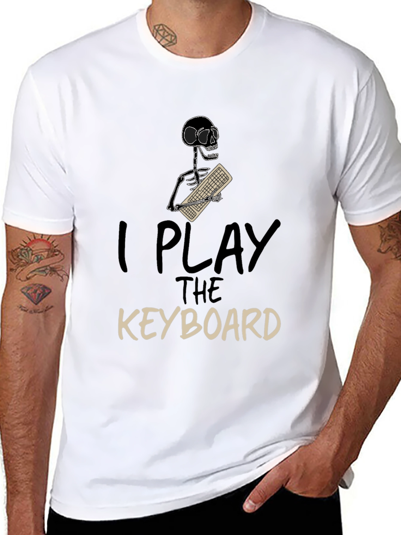 I Play The Keyboard T-Shirt - Skeleton Musician Tee