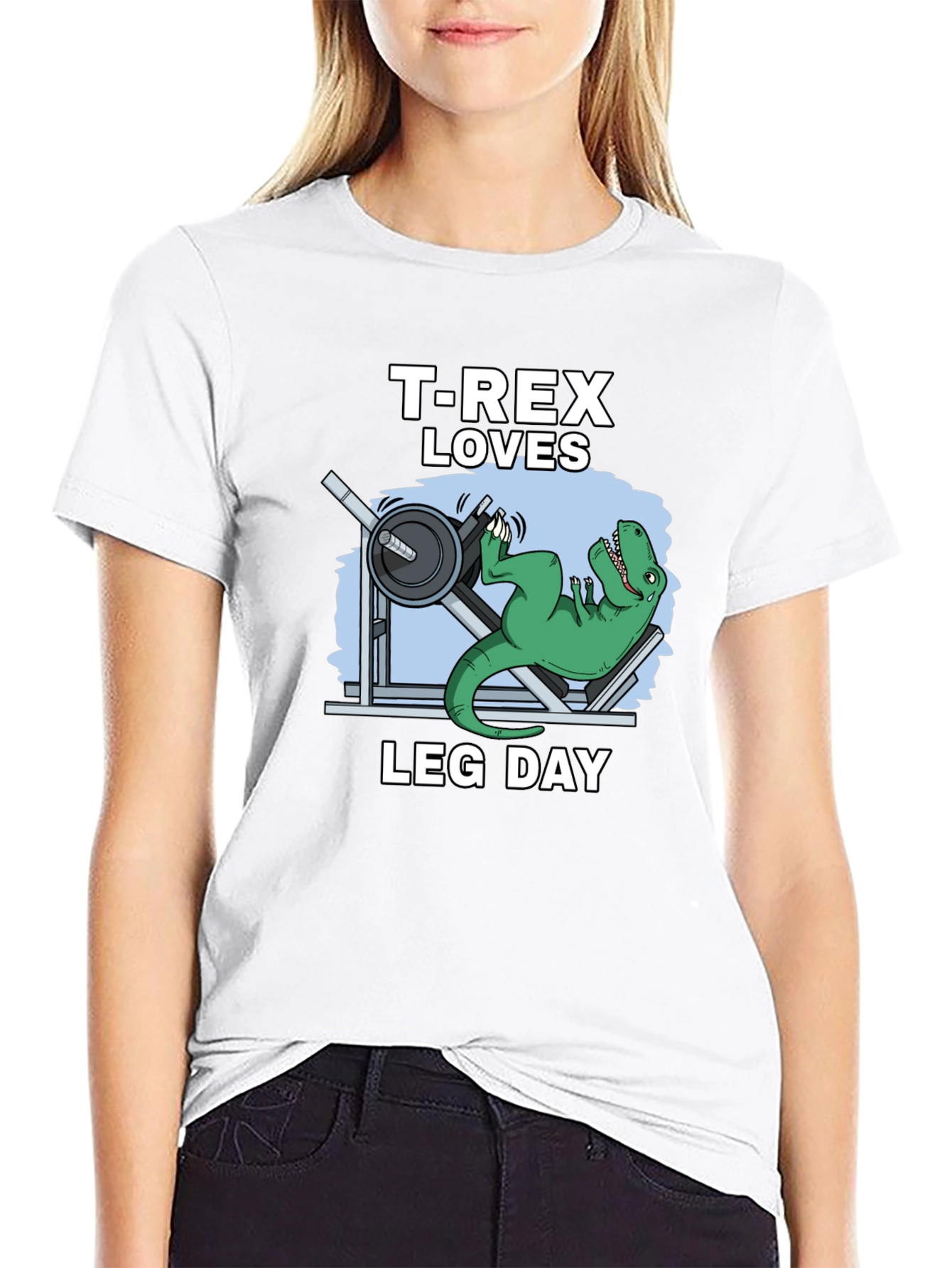 T-Rex Loves Leg Day Graphic T-Shirt