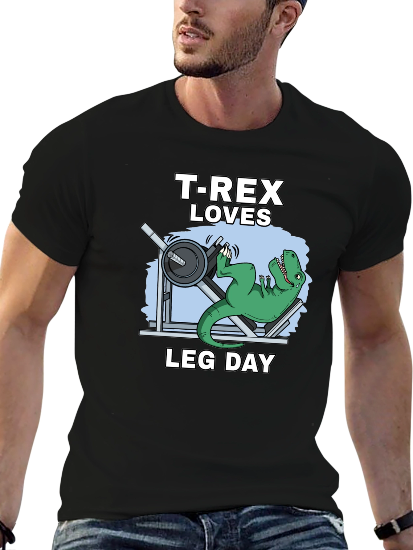 T-Rex Loves Leg Day Graphic T-Shirt