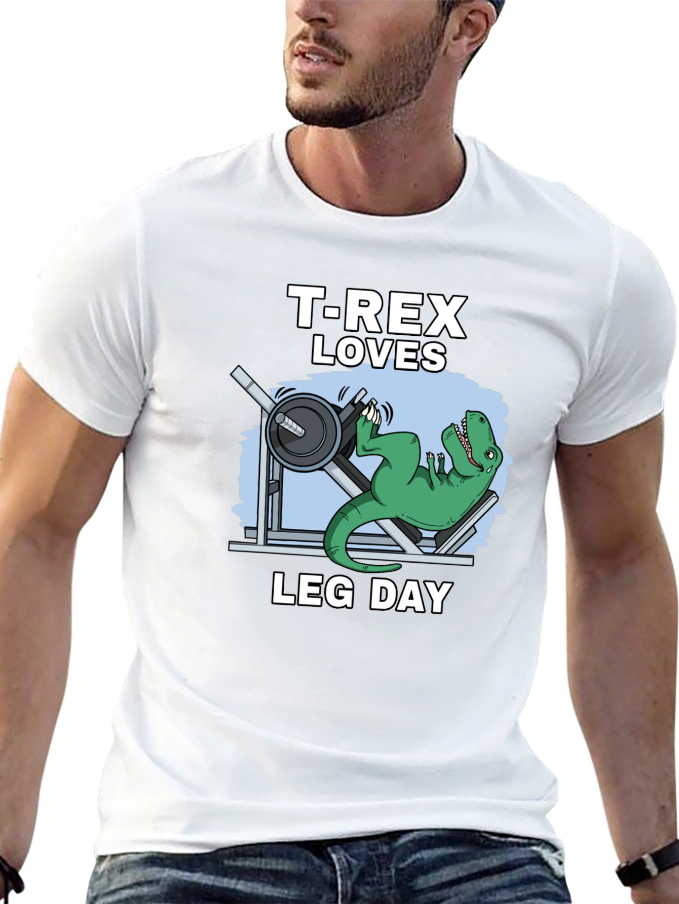 T-Rex Loves Leg Day Graphic T-Shirt