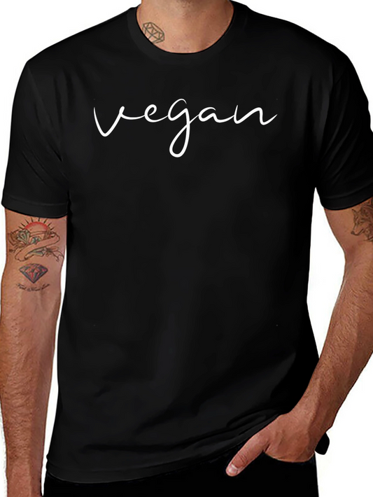 Vegan Script T-Shirt - Black Cotton Tee