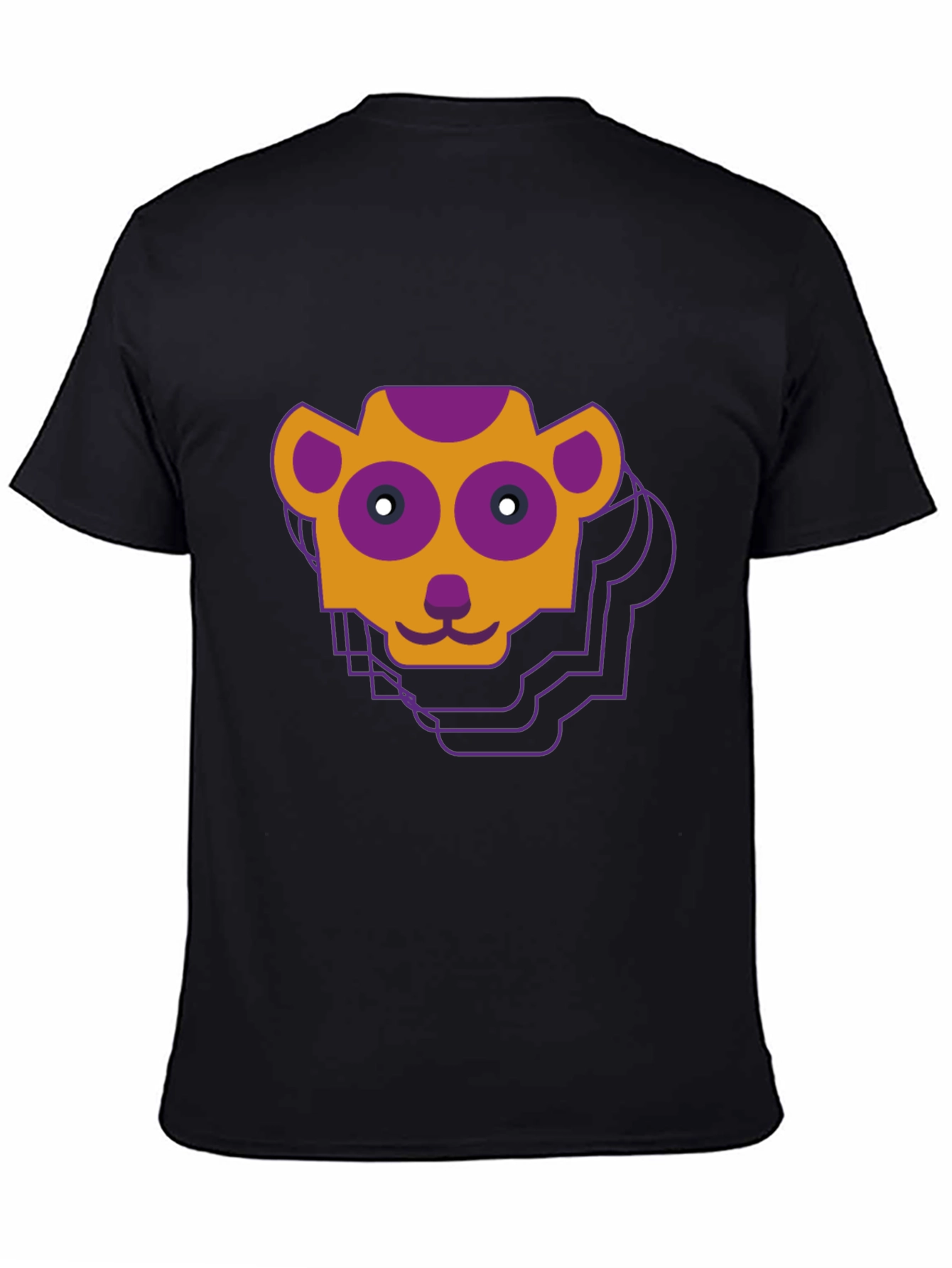 Geometric Monkey Face Graphic Tee - Black