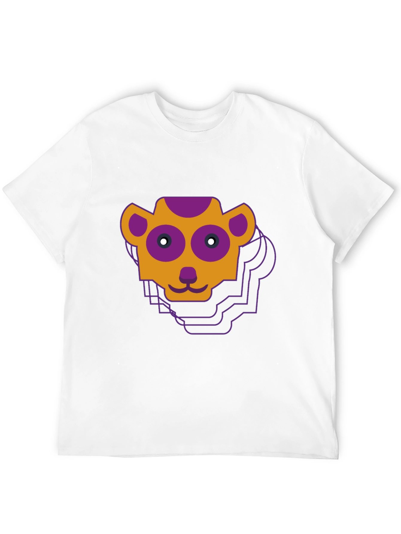 Geometric Monkey Face Graphic Tee - Black