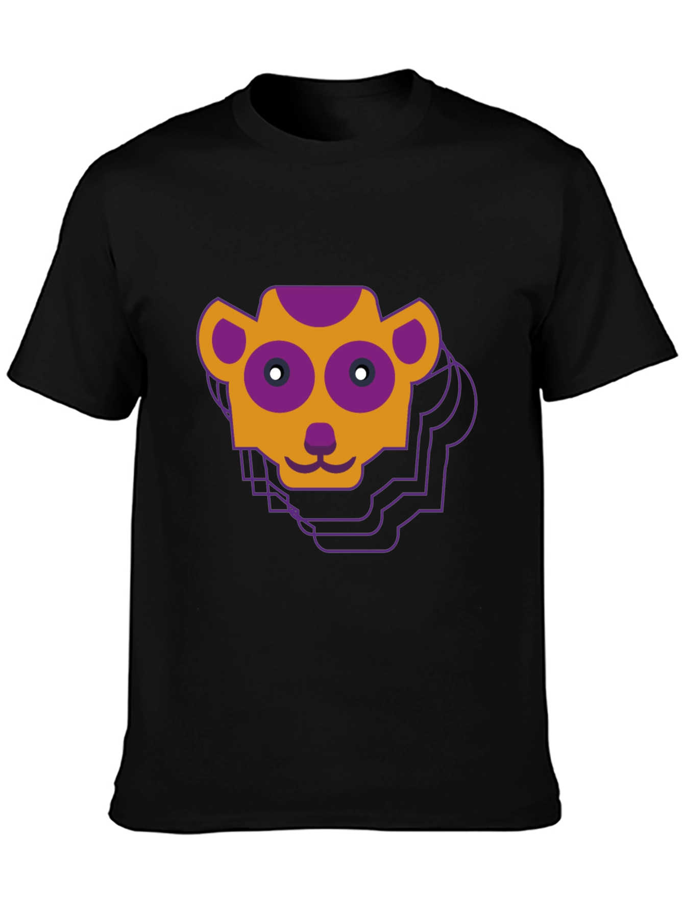 Geometric Monkey Face Graphic Tee - Black
