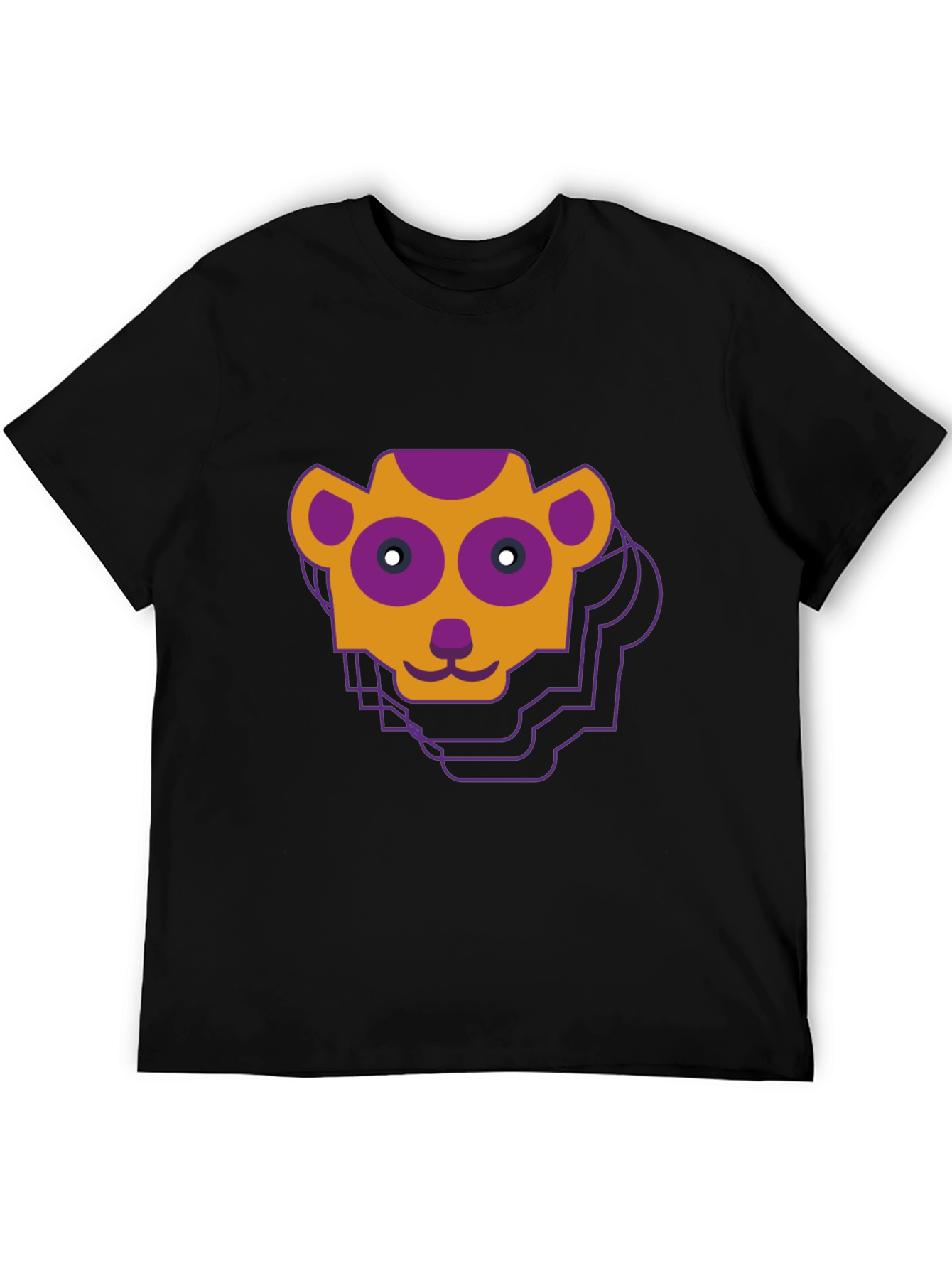 Geometric Monkey Face Graphic Tee - Black