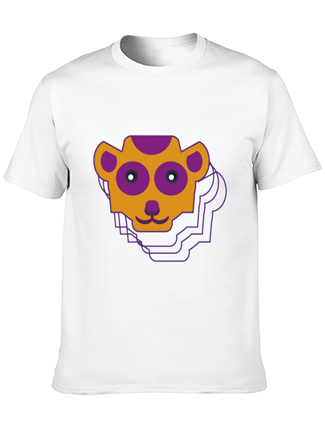 Geometric Monkey Face Graphic Tee - Black