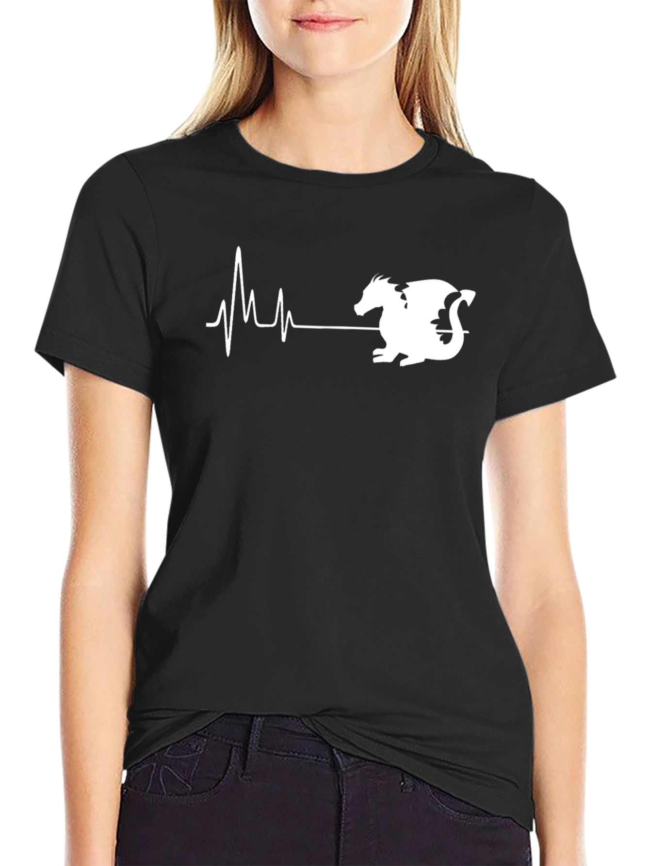 Dragon Heartbeat T-Shirt - Black Graphic Tee