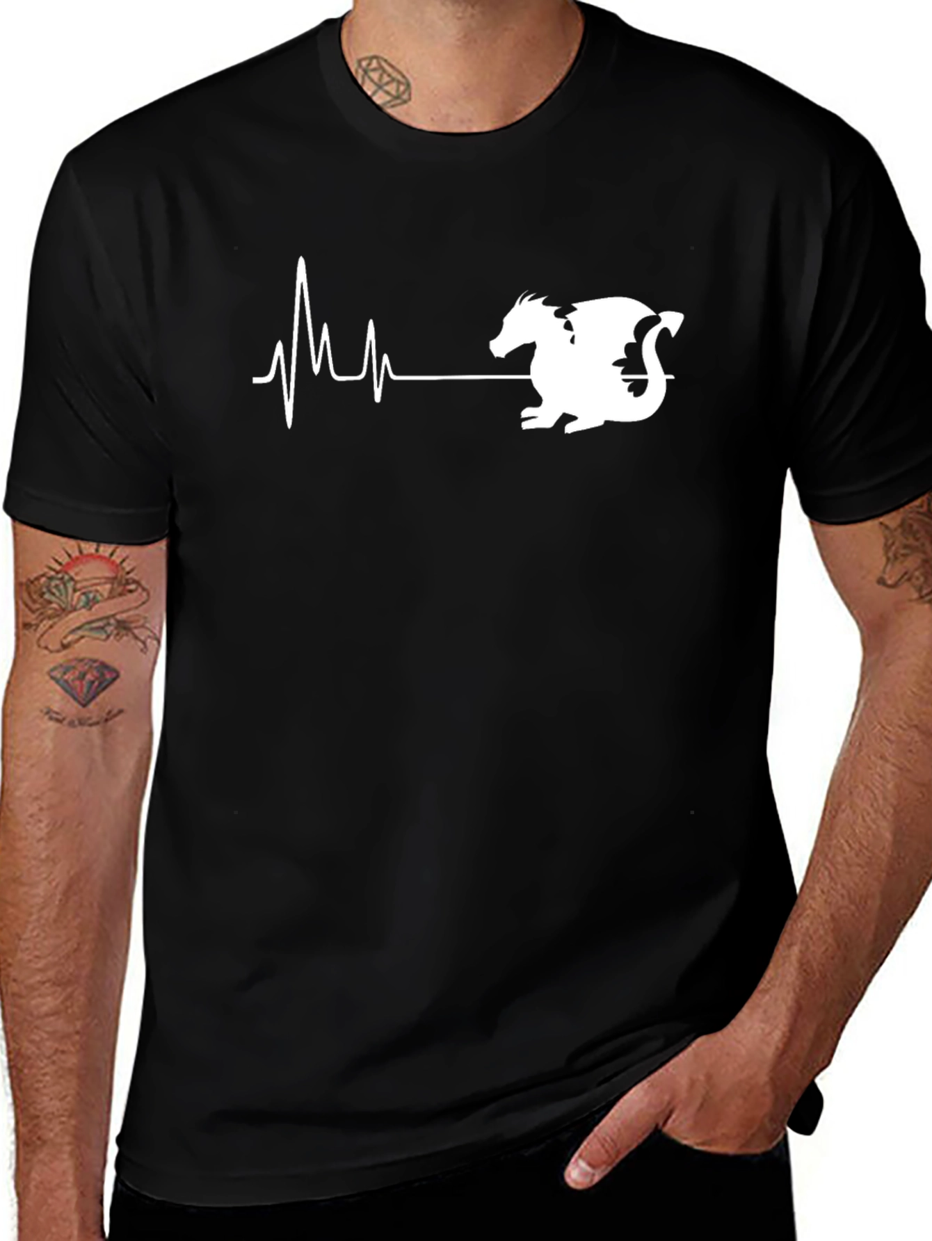 Dragon Heartbeat T-Shirt - Black Graphic Tee