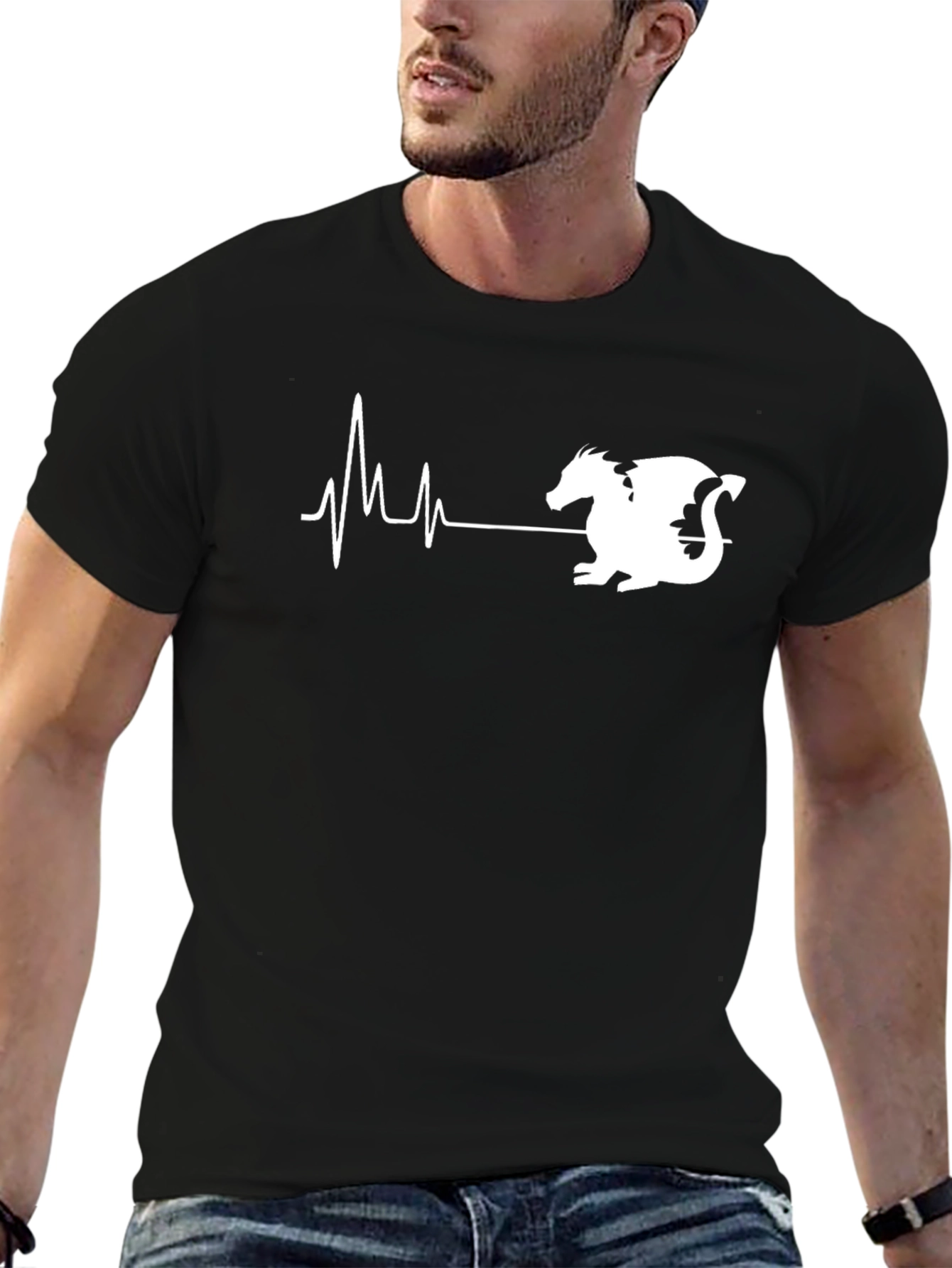 Dragon Heartbeat T-Shirt - Black Graphic Tee