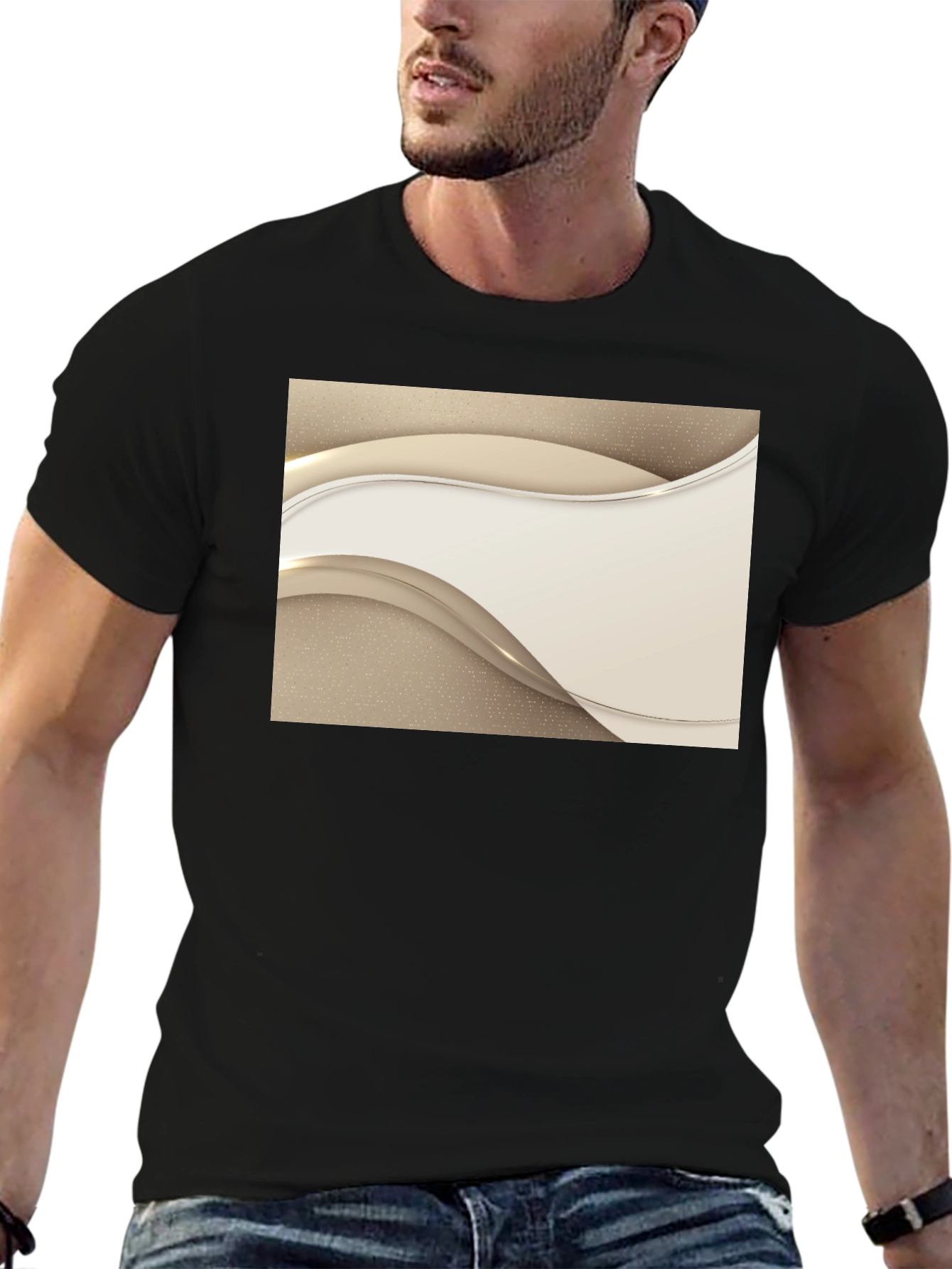 Stylish Black Tee with Abstract Design