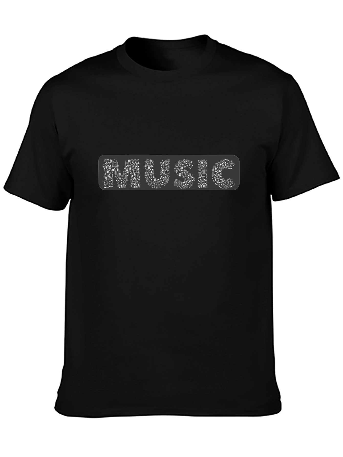 Music Notes Graphic Tee - Black Cotton T-Shirt