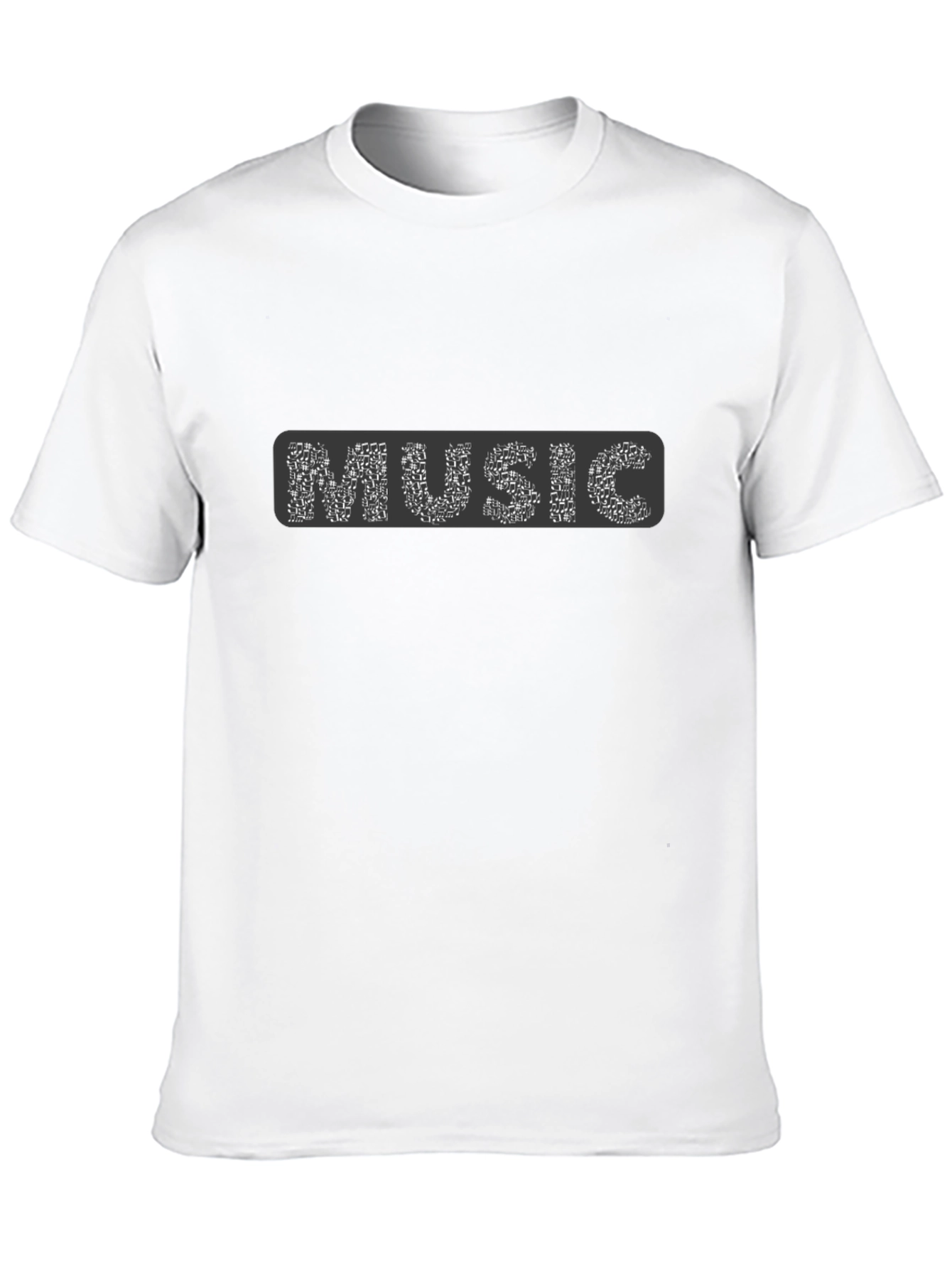 Music Notes Graphic Tee - Black Cotton T-Shirt