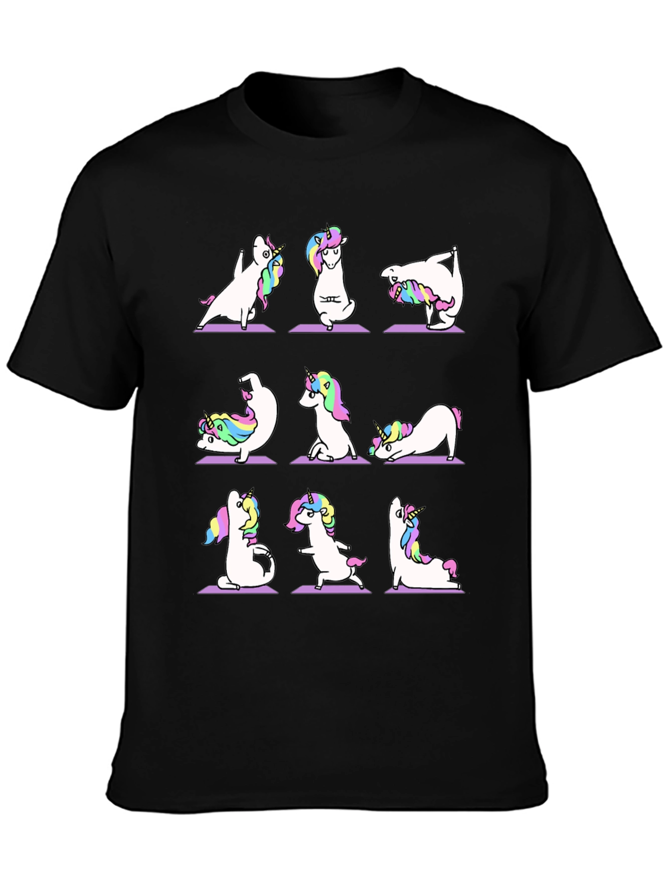 Unicorn Yoga Black T-Shirt