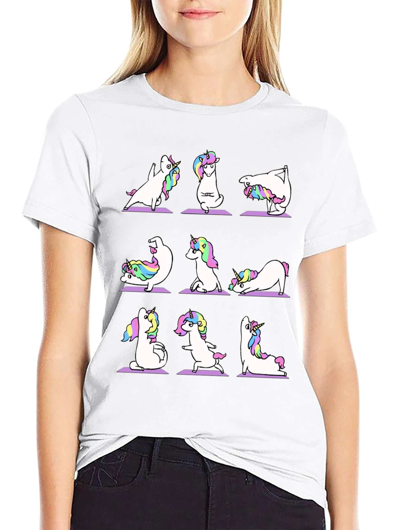 Unicorn Yoga Black T-Shirt